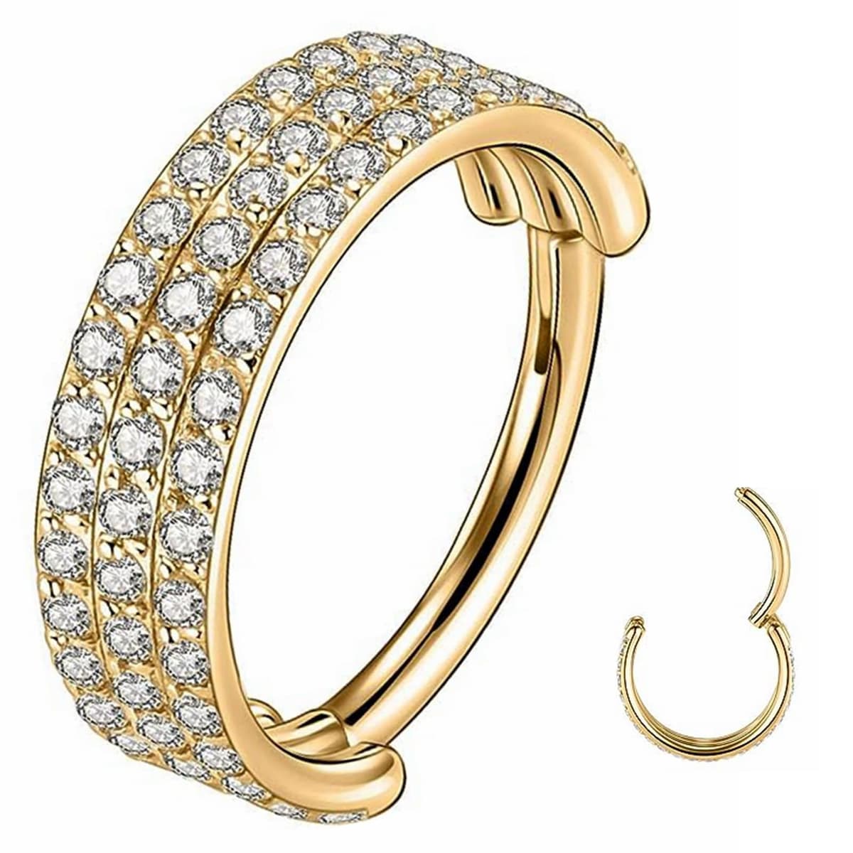 Yrogcu 20G 18G 16G 14G Single/Double Hoop Stainless-Steel Seamless-Hinged-Piercing Segment-Clicker Nose-Ring-Hoop : Diameter 6mm 8mm 10mm 12mm Cartilage Earrings — view 12