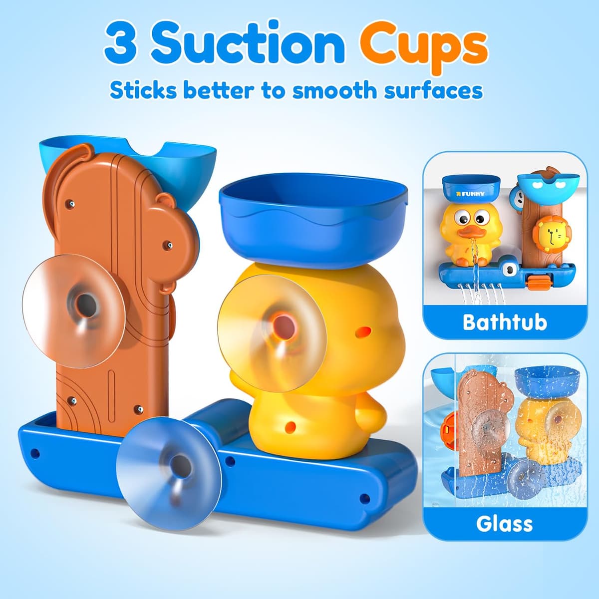 Kids Bath Toys for 1 2 3 Year Old: Fun Duck Blue Toys for 2 3 4 Year Old Boy - Popular Gifts for Boys Age 1-3 - Bathtub Toys for Baby Boys 12+ Months — view 3