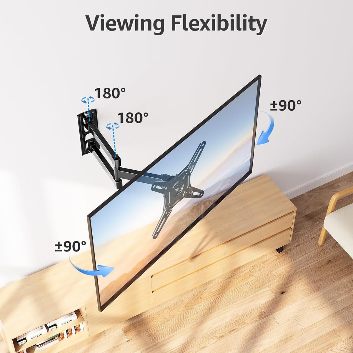 MOUNTUP TV Wall Bracket for Most 14-42 Inch LED, LCD, OLED Flat TVs & Monitors, Full Motion TV Mount with Tilt Swivel Extensi — view 3