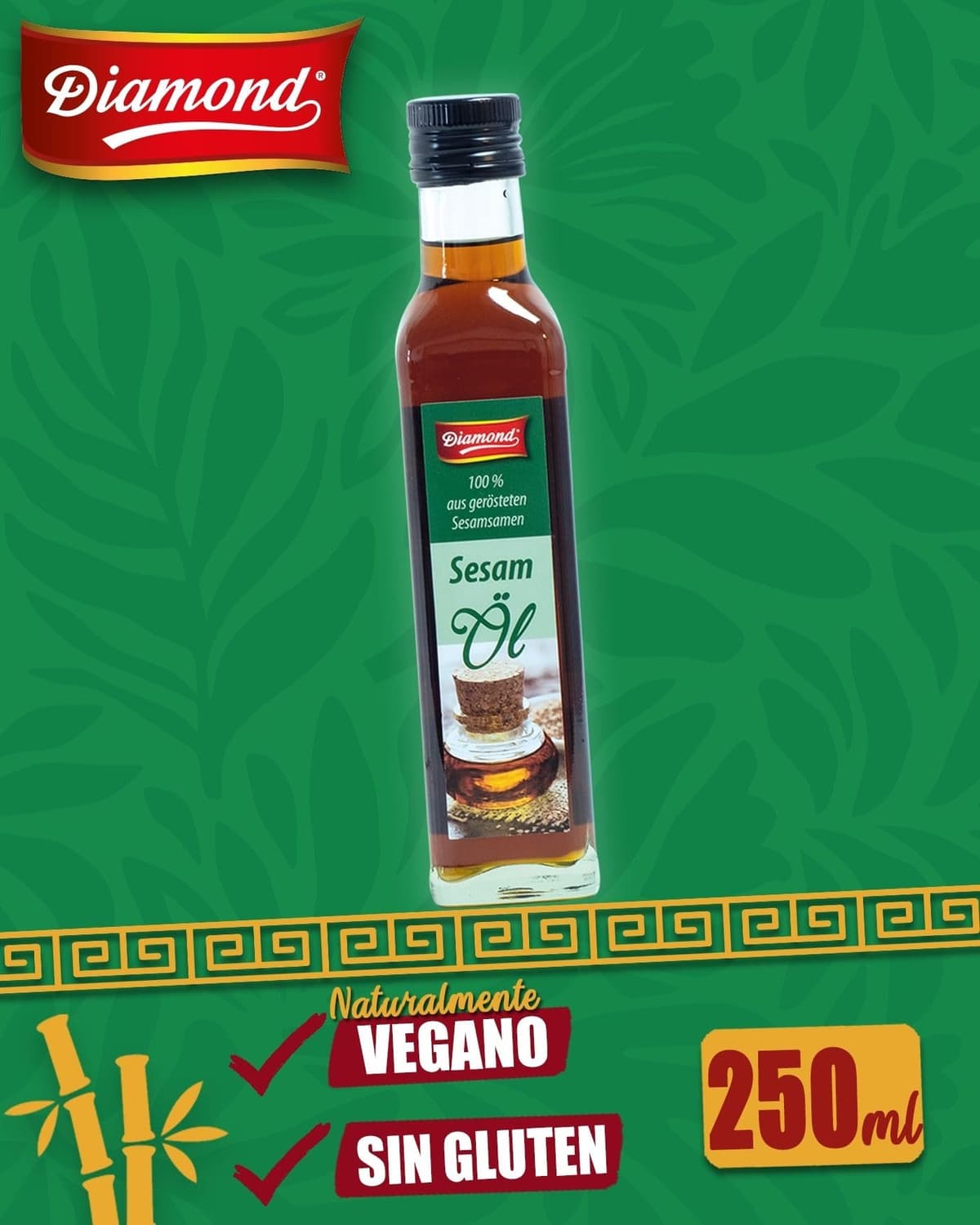 DIAMOND Aceite de sésamo, de 100% semillas de sésamo tostadas, un deleite culinario con un sabor a nuez - 1 x 250 ml — view 2
