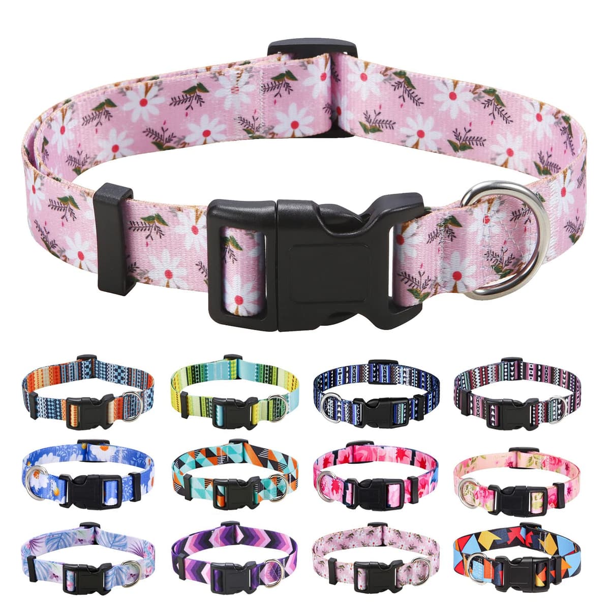 Mihqy Dog Collar for Small Dogs, Cute Small Medium Large Dog Pet Collar, with Floral Patterns, Soft Adjustable for Boy Girl Female Male Puppy Dog Collar(Floral Pink,S) — view 17