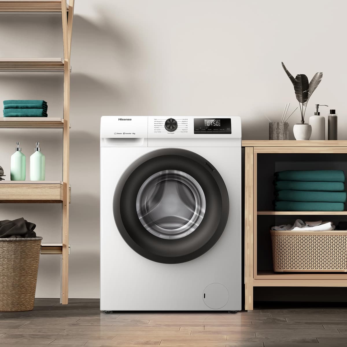 Hisense WF1Q8041BW2 - Lavadora, Clase A, 8 Kg, 1400 rpm, Alto 85 cm x Ancho 60 cm, Color Blanco, Función Vapor 99,9%, Lavado Rápido+, Lavado Automático, Finalización Diferida, Tecnología Inverter — view 17