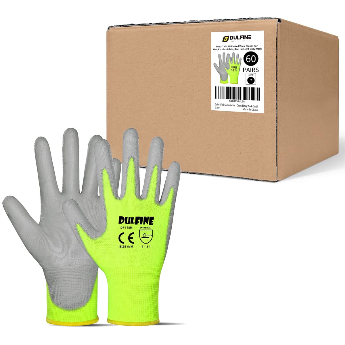 DULFINE Ultra-Thin PU Coated Work Gloves-12 Pairs,Excellent Grip,Nylon Shell Black Polyurethane Coated Safety Work Gloves, Knit Wrist Cuff,Ideal for Light Duty Work. (X-Small) — view 11