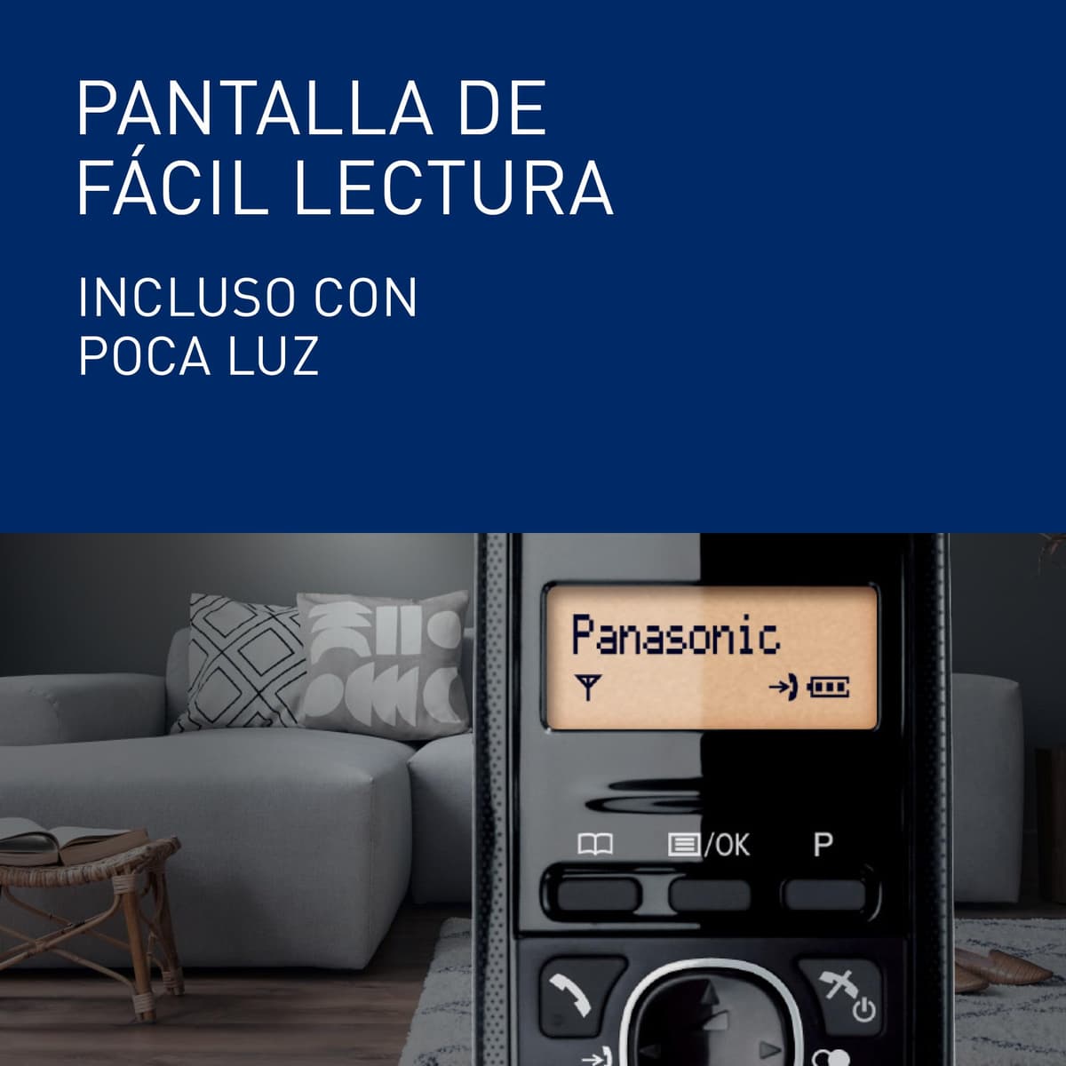 Panasonic KX-TG1611SPH - Teléfono Fijo Inalámbrico DECT, LCD, Identificador de Llamadas, Agenda de 50 Números, Tecla de Navegación, Alarma, Reloj, color Negro — view 8
