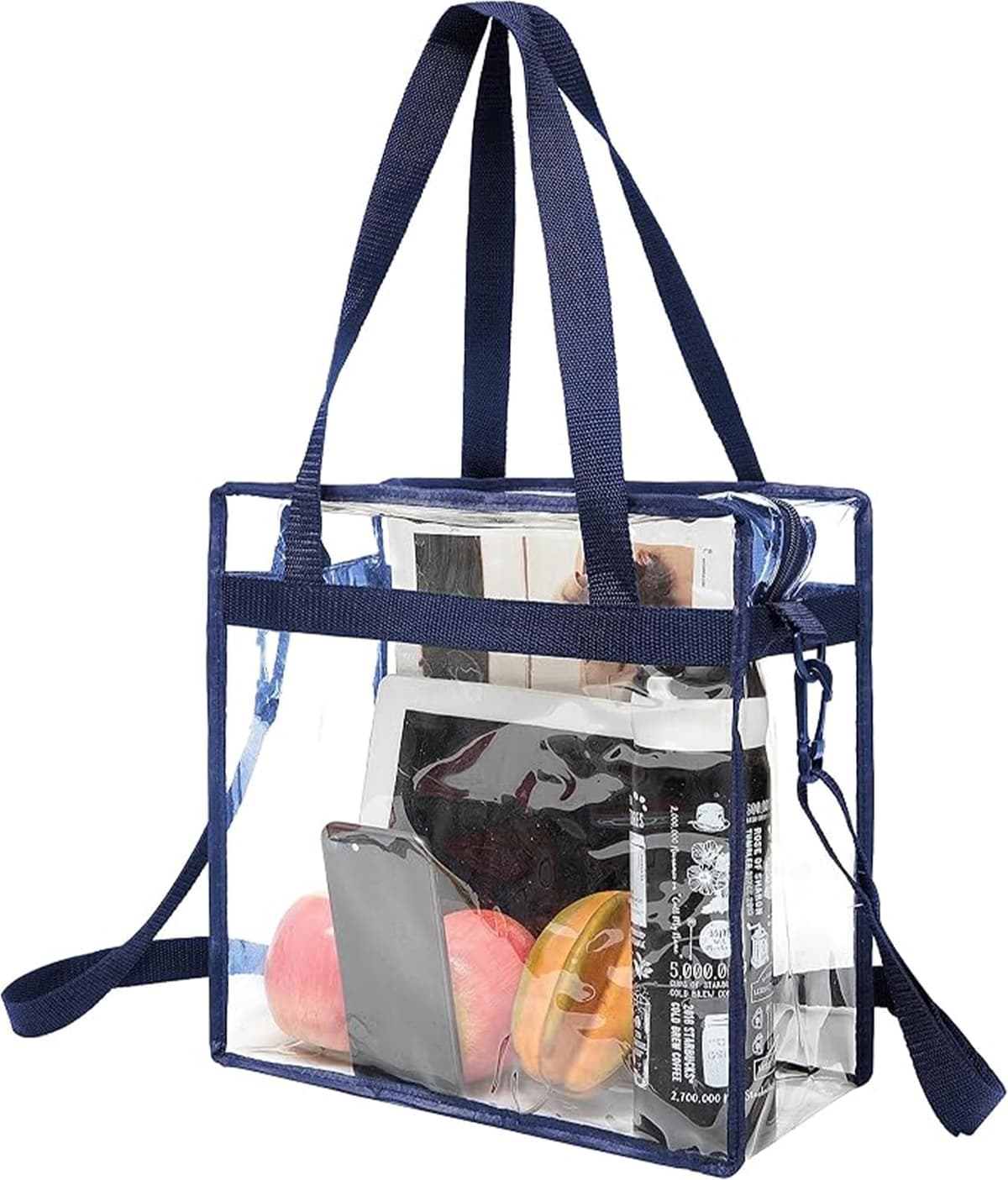 BAGAIL Clear Bags 12x6x12 Stadium Approved Clear Tote Bag with Zipper Closure Crossbody Shoulder Bag with Adjustable Strap — view 9