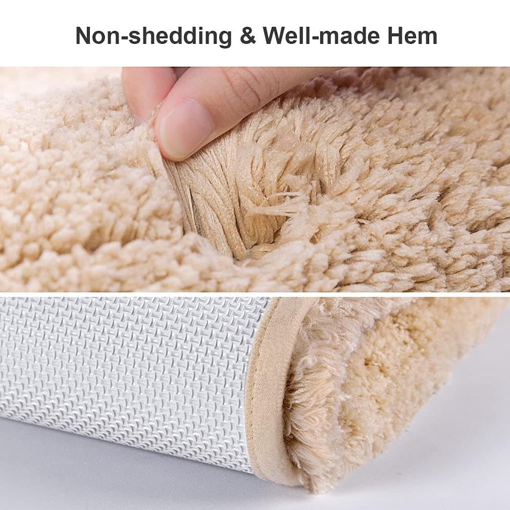VANZAVANZU Non Slip Bath Mat Thickened Bath Rug for Bathroom Absorbent Ultra Soft Bathroom Mat Rug Fluffy Microfiber Bedside Carpet Floor Mat, Quick-drying, Machine Washable - 40 x 60cm (Beige) — view 4