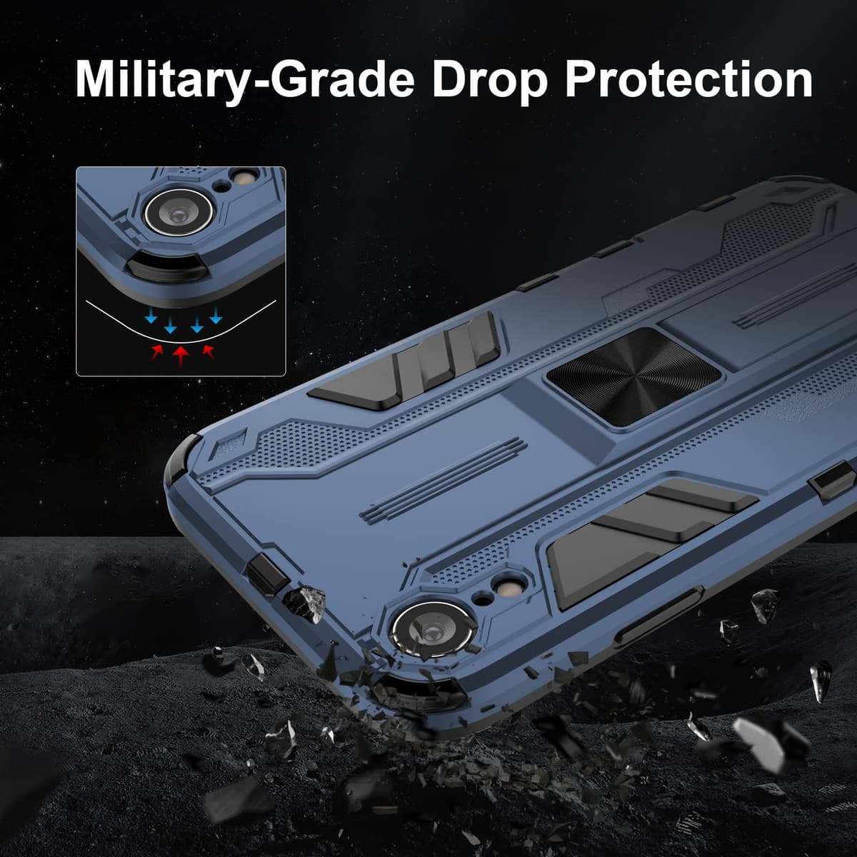 Funda para CMF Phone 2 Pro, Carcasa Antigolpes con Soporte anular metálico, Case Protectora de Grado Militar, Negro — view 1310