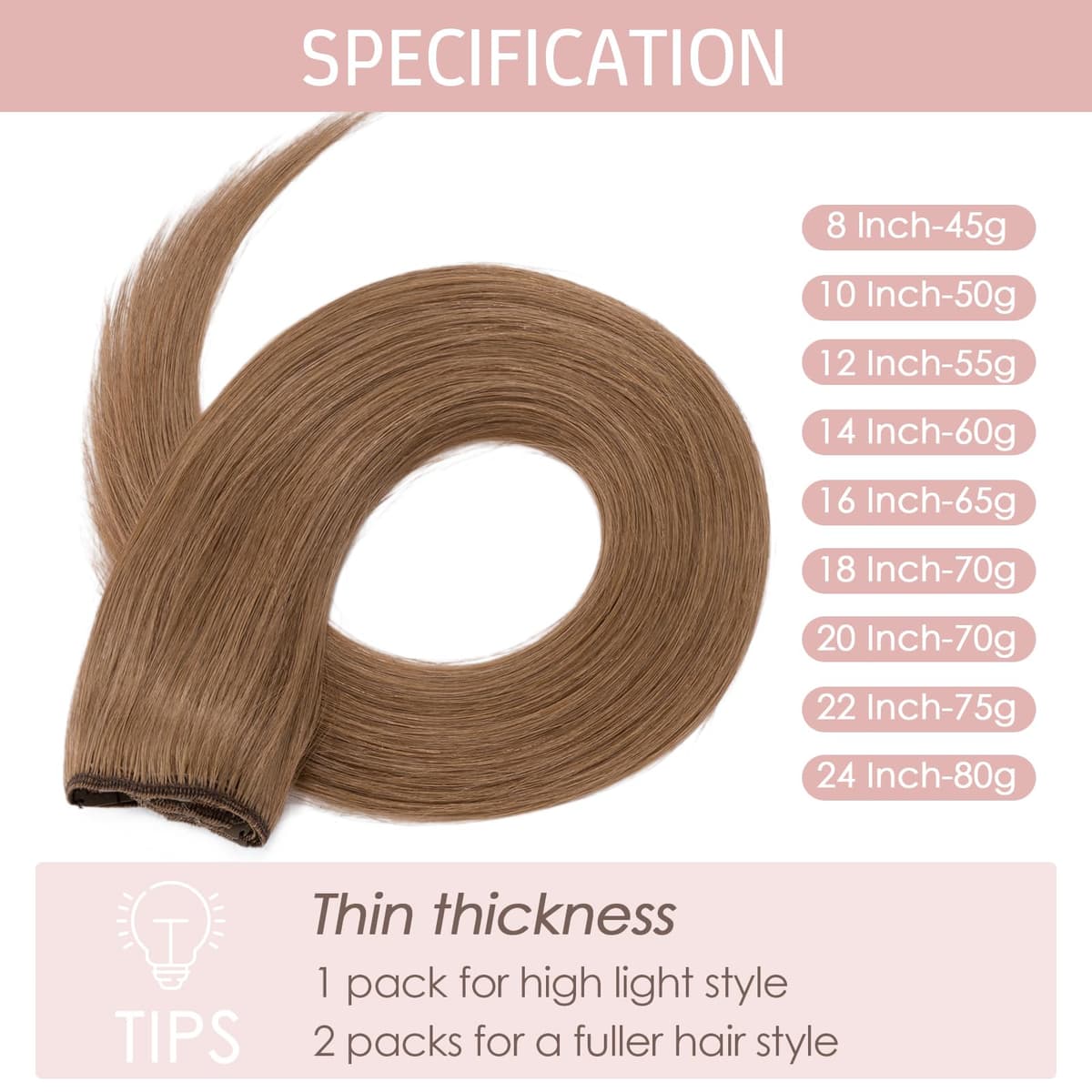 Silk-co 10inch Hair Extensions Clip in Hair Extension Human Hair #04 Medium Brown -Basic Thickness-Thin Weft- 8 Pieces Real Remy Straight Hair Extensions[50g] — view 165