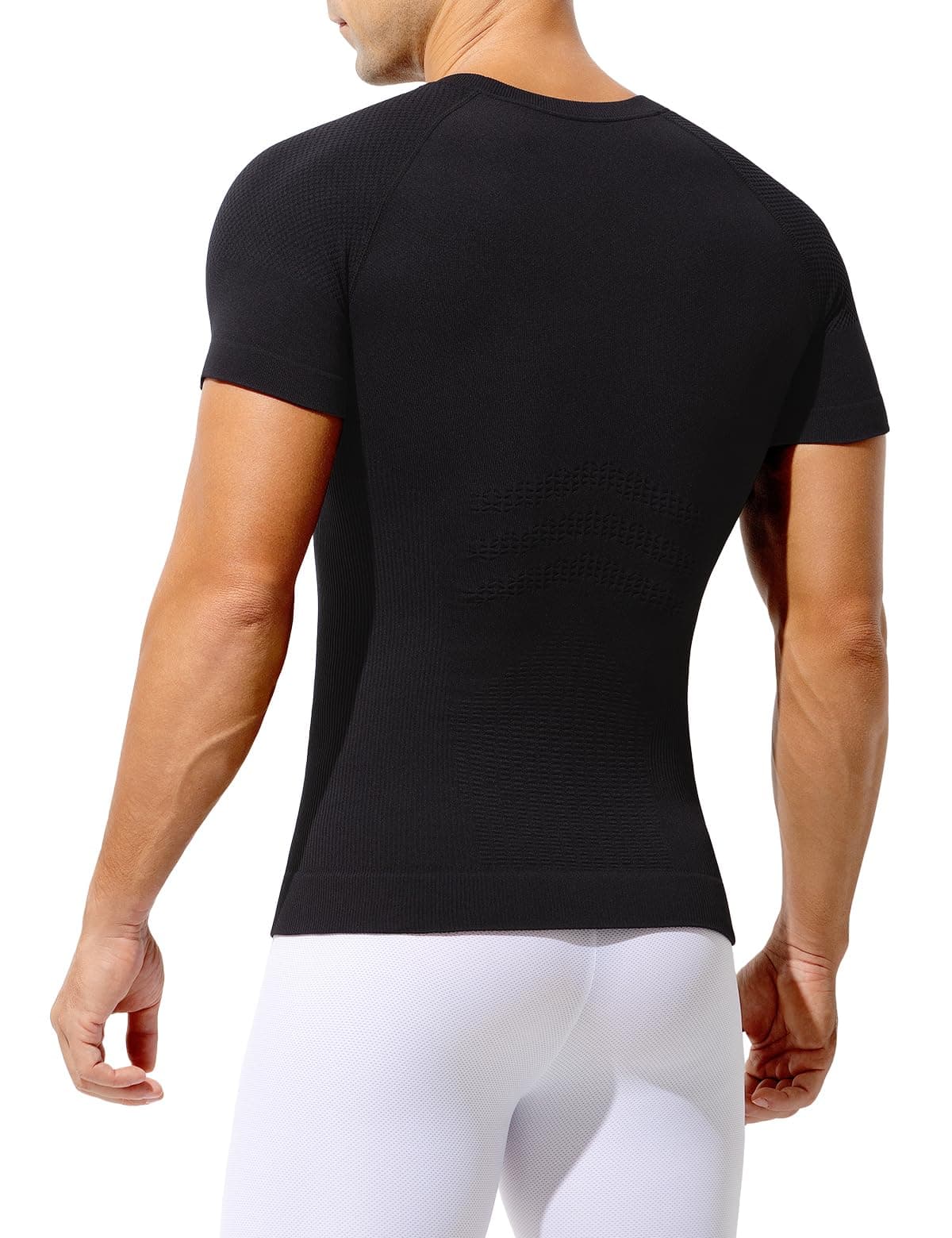Casey Kevin Camiseta de Compresión Hombre Manga Corta, Hombre Reductora Compresion Elástica Ropa Interior Body Shaper para un Vientre más Plano — view 3