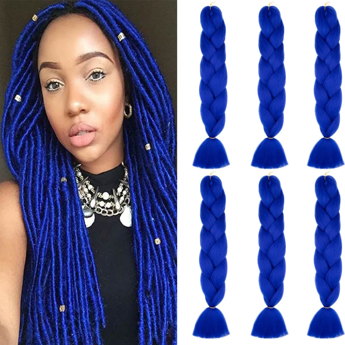 24" Braiding Hair Extension Jumbo Braids Synthetic 3bundles/pack Crochet Hair Afro Box Braid Heat Resistent (Dark Purple) — view 133
