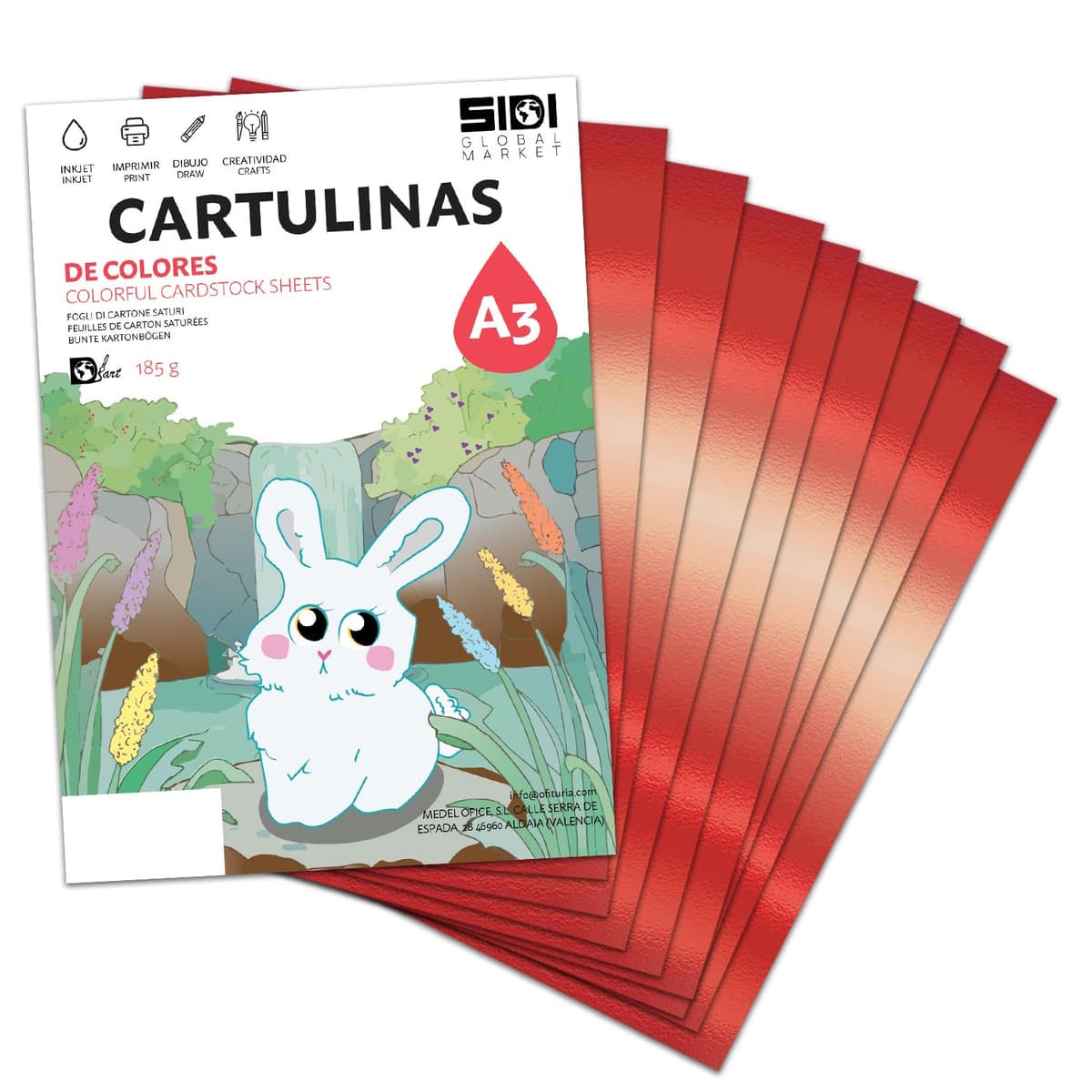 Cartulina A4 Azul Metalizada 230 g Cartulina Brillo Reflectante para Manualidades, Scrapbooking, Impresora Inkjet y Láser, Papel Cartulina Premium Metalizado – SIDI (azul metalizado, 25h) — view 55