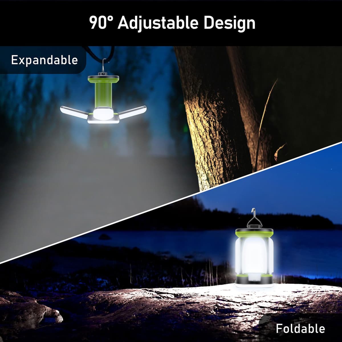 Blukar Lámpara Camping, Linterna de Camping Led Recargable - 7 Modos Lluminación 60 LED Super Brillante Lampara Camping Más de 10 Horas de Duración de La Batería para Camping, Emergencia, Pesca, etc — view 3