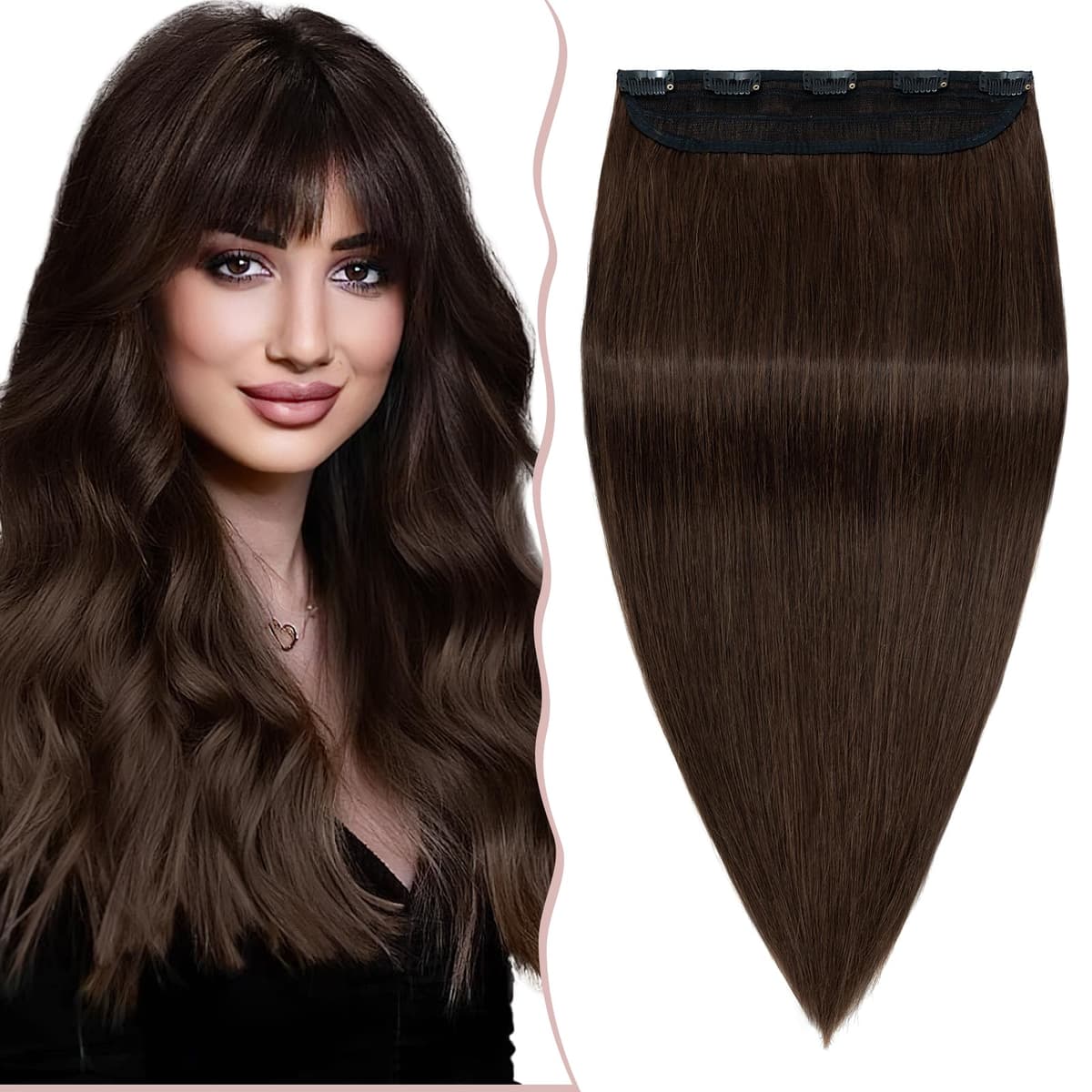 12 inch Clip in Hair Extension Human Hair One Piece 100% Real Remy [#2 Dark Brown] 3/4 Full Head Straight Hair Pieces for Women Invisible Short (40g) — view 21