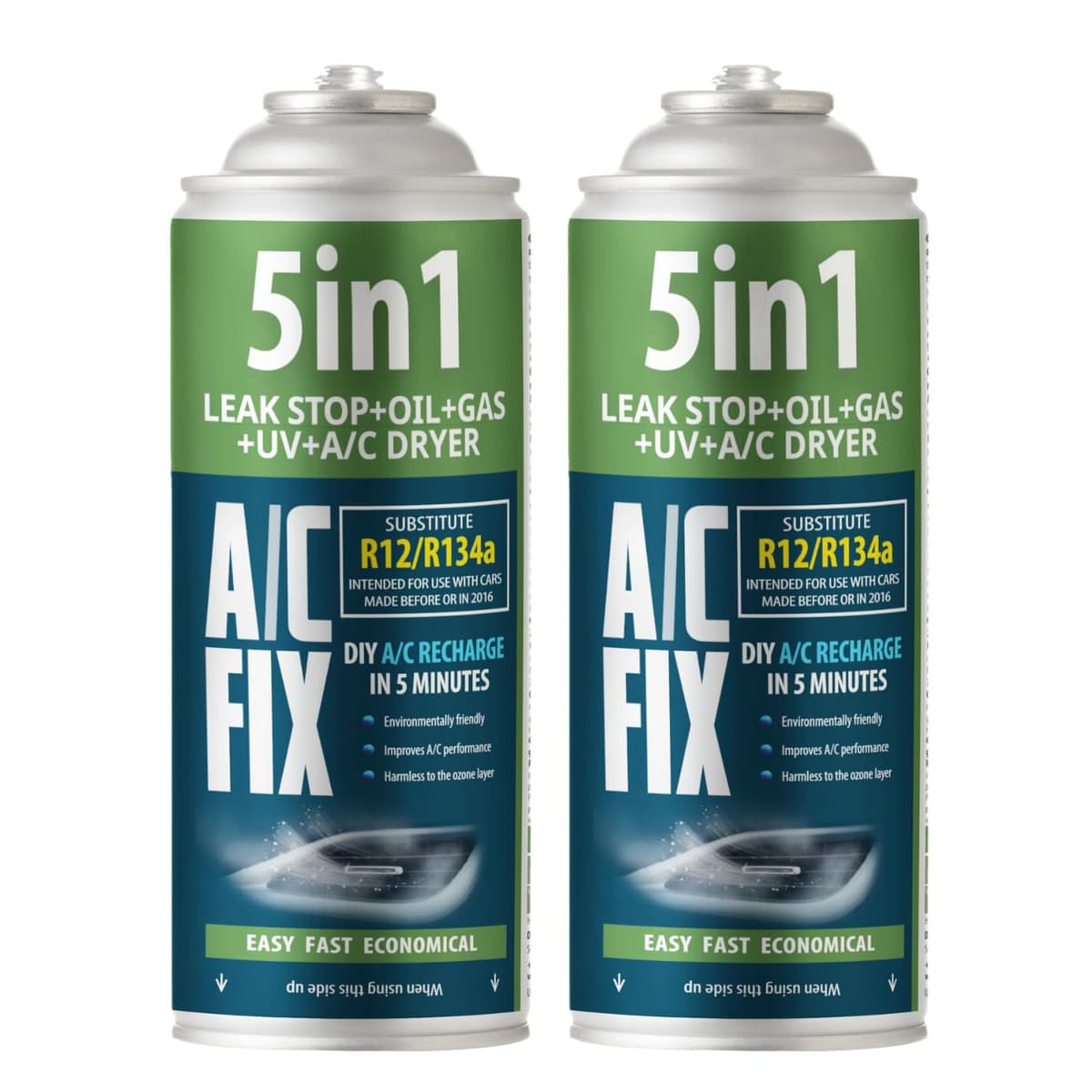 AC FIX 5-in-1 – R134a + R134a XL 470g Refrigerant for Car Air Conditioning with Oil, Sealant, UV Dye, Desiccant – Quick Application – Protects the Compressor — view 4