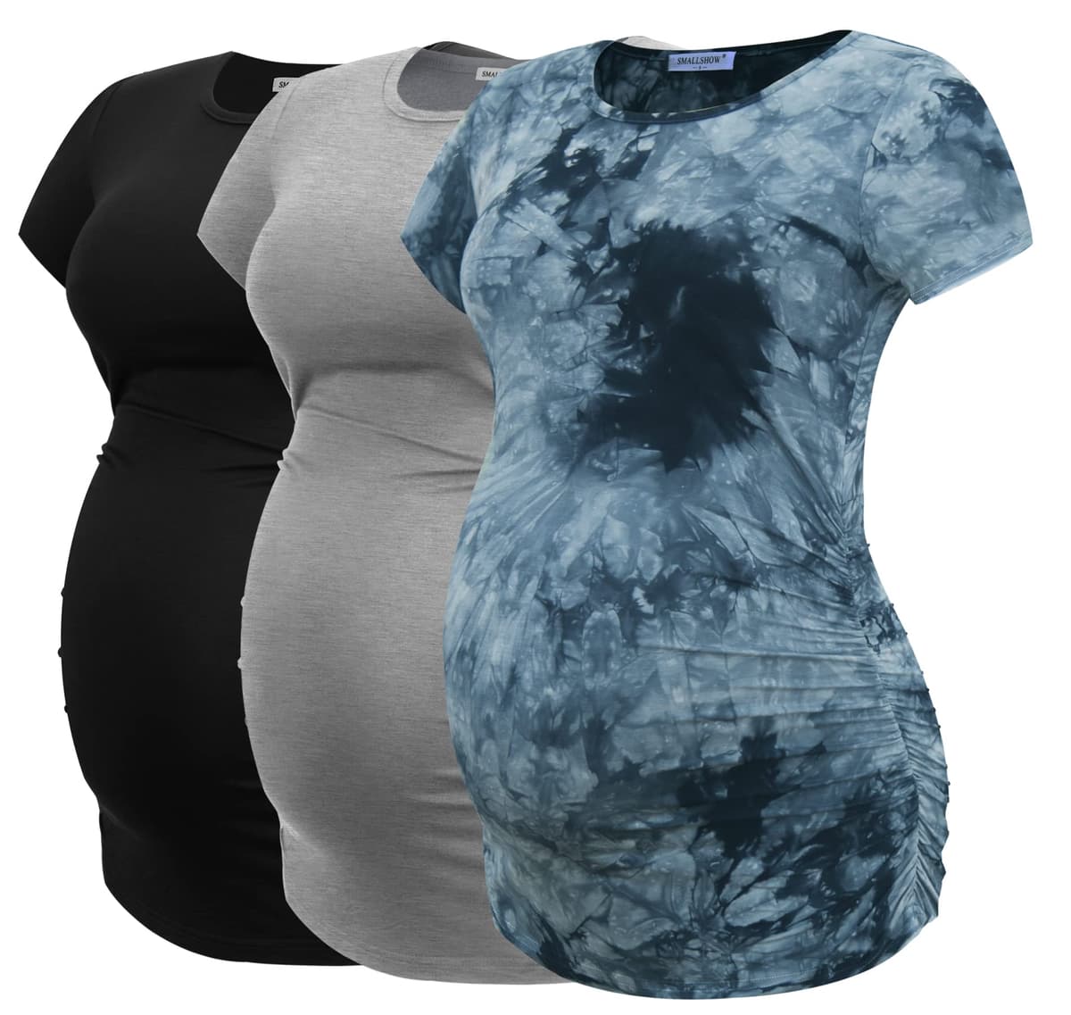 Smallshow Maternity Clothing Tops Side Ruched Pregnancy Clothes for Women 3-Pack — view 56
