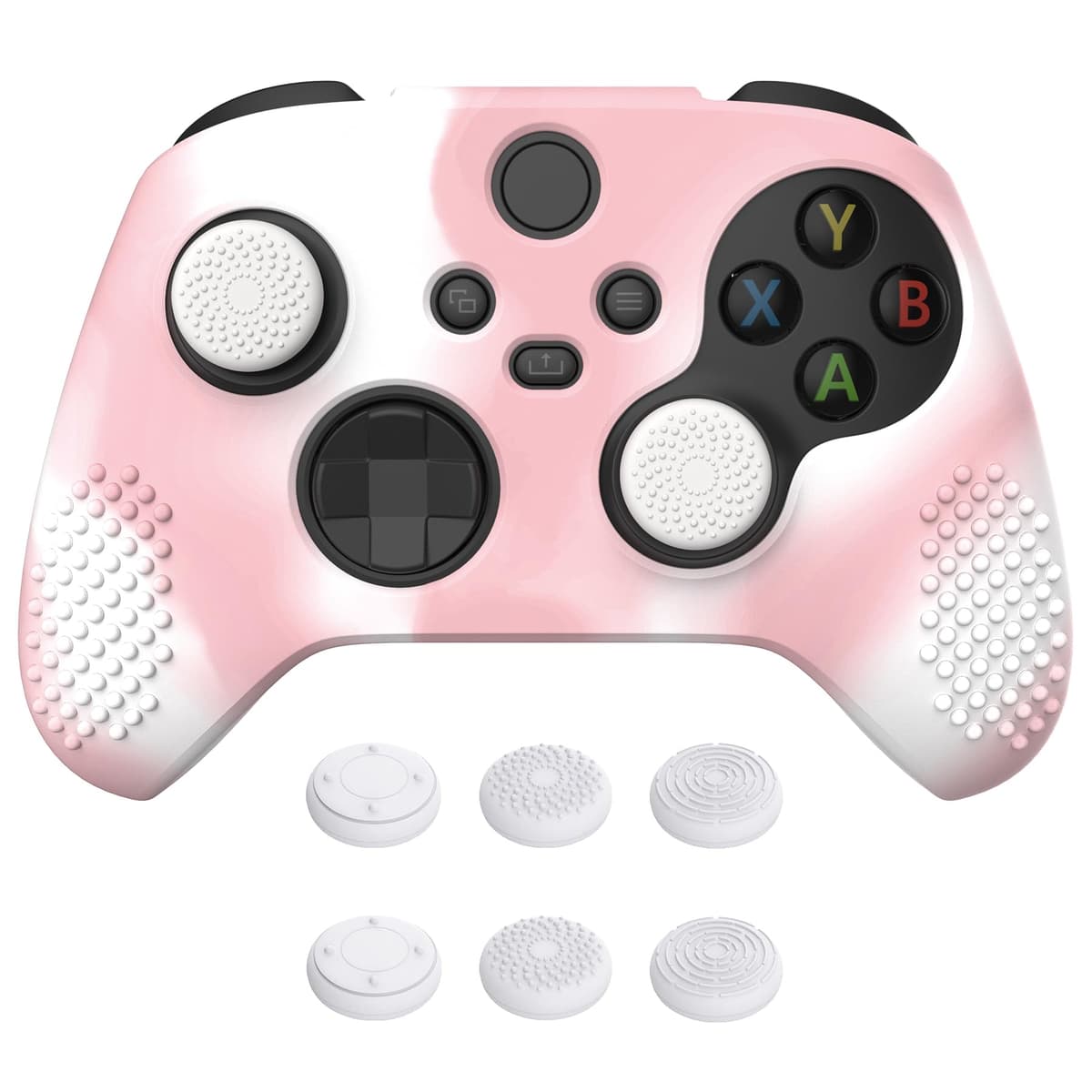 eXtremeRate PlayVital Funda de Silicona para Xbox Series X/S, Carcasa Antideslizante con 6 Thumb Grips, Protector Ergonómico, Accesorios para Xbox Series X/S - 3D Tachonado (Oscuro Gris Negro) — view 13