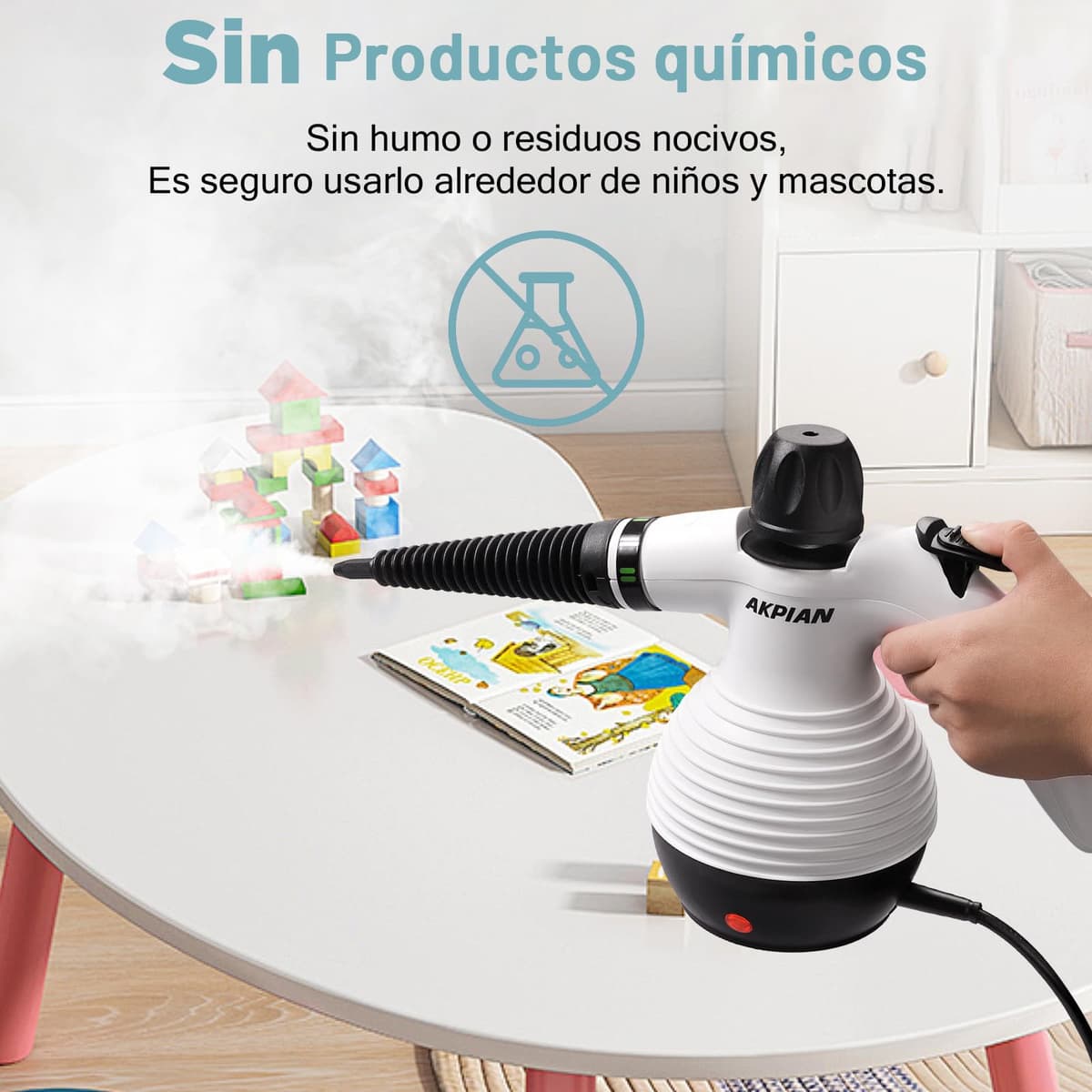 Limpiador a Vapor Portátil, Limpiador a Vapor, Limpiador Multifunción, con Bloqueo de Seguridad, Incluye un Juego de 10 Accesorios, Apto para Cocinas, Cortinas, Sofás, Baldosas y Baños — view 3