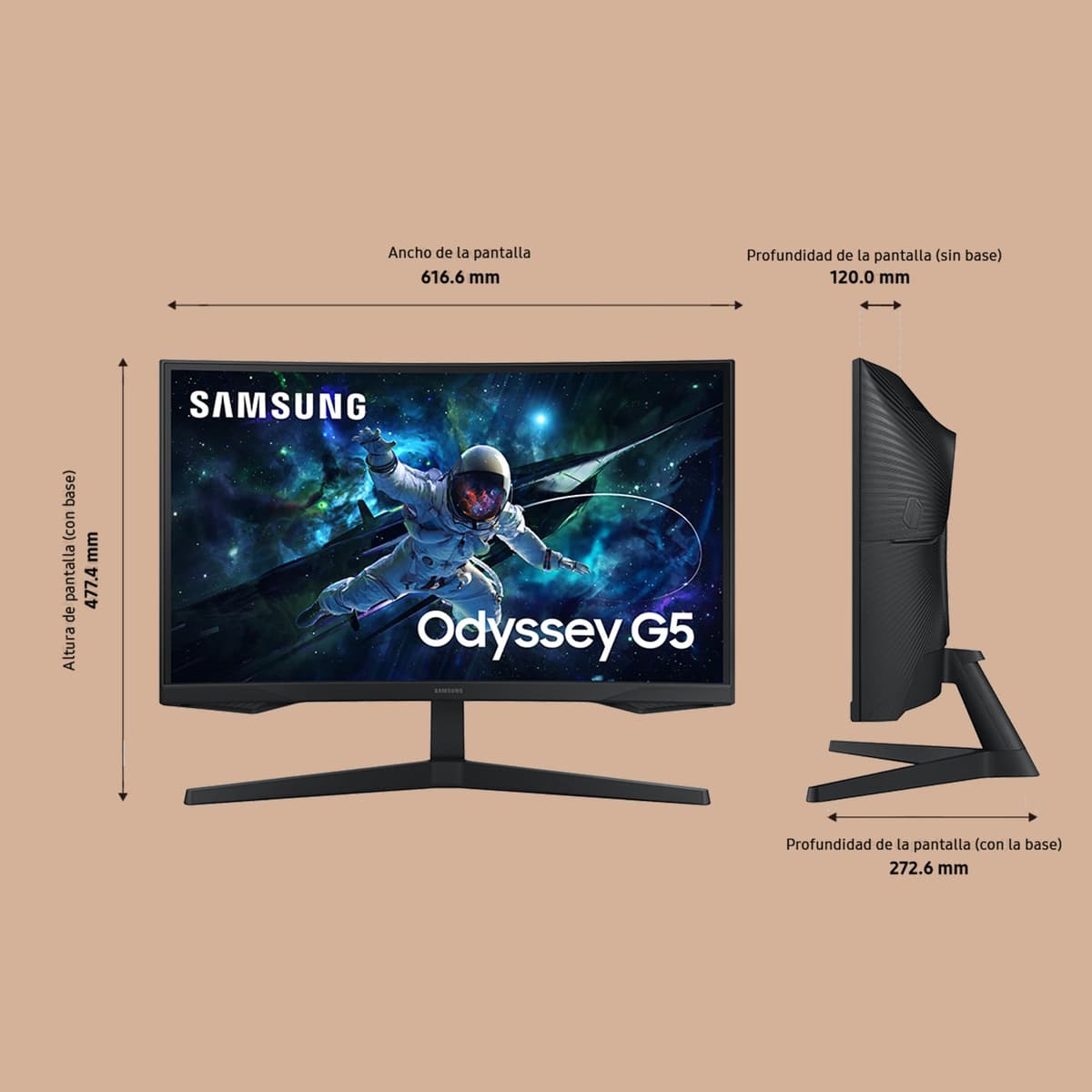 Samsung LS27CG552EUXEN - Monitor Curvo Gaming 27'' WQHD, 2560x1440, 16:9, 2500:1, 1000R, 165 Hz, 1 ms, 300 CD/m², HDMI, AMD FreeSync, Negro — view 4