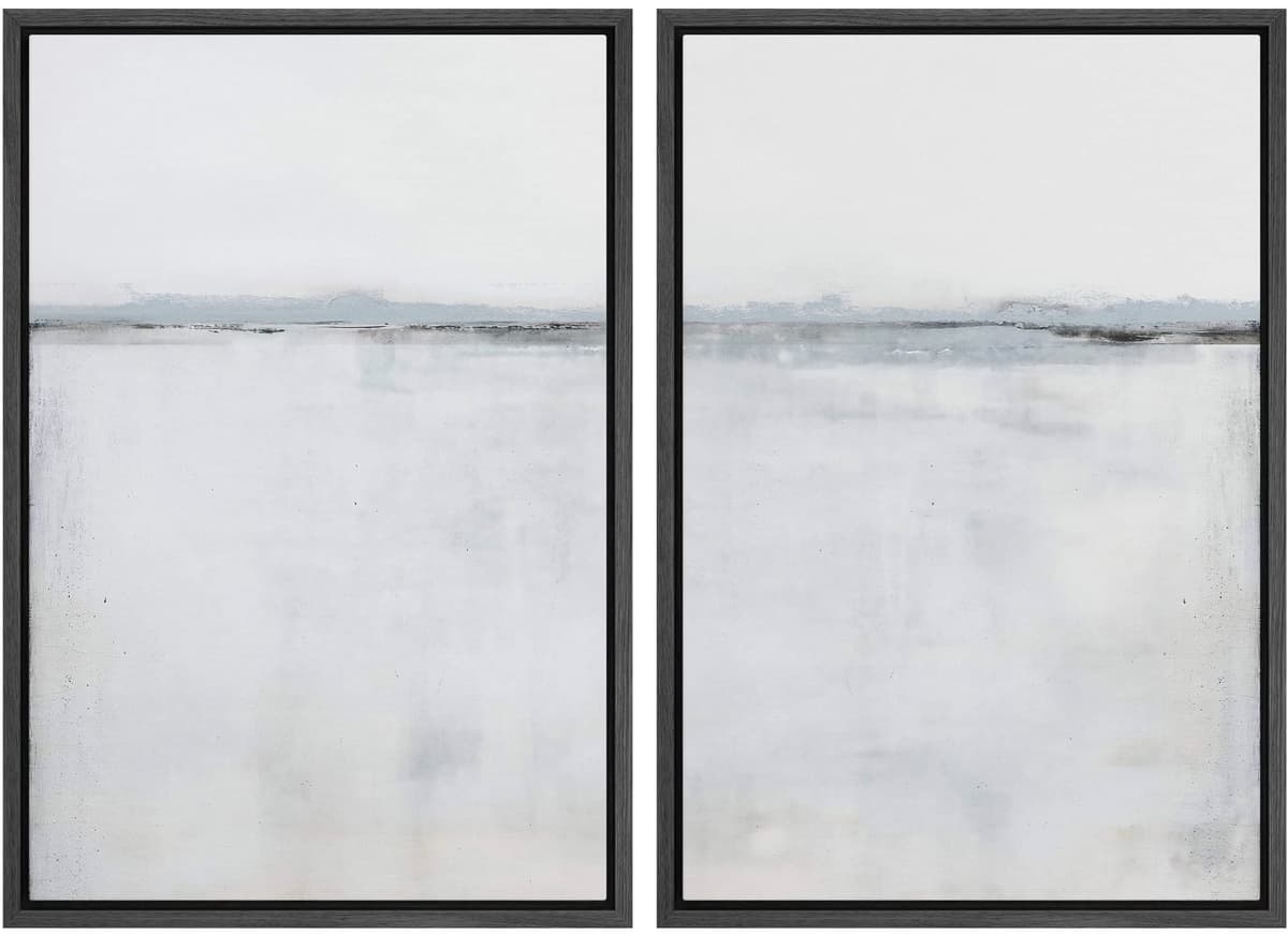 MUDECOR Framed Canvas Print Wall Art Set Watercolor Pastel Duotone Tan Landscape Abstract Shapes Illustrations Modern Art Decorative Contemporary for Living Room, Bedroom, Office - 24"x36"x2 Natural — view 34
