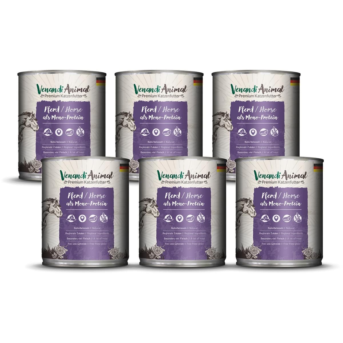 Venandi Animal Premium Cat Food, Horse as Monoprotein, Wet Food, Grain-Free and Natural, Pack of 6 (6 x 200 g) — view 28