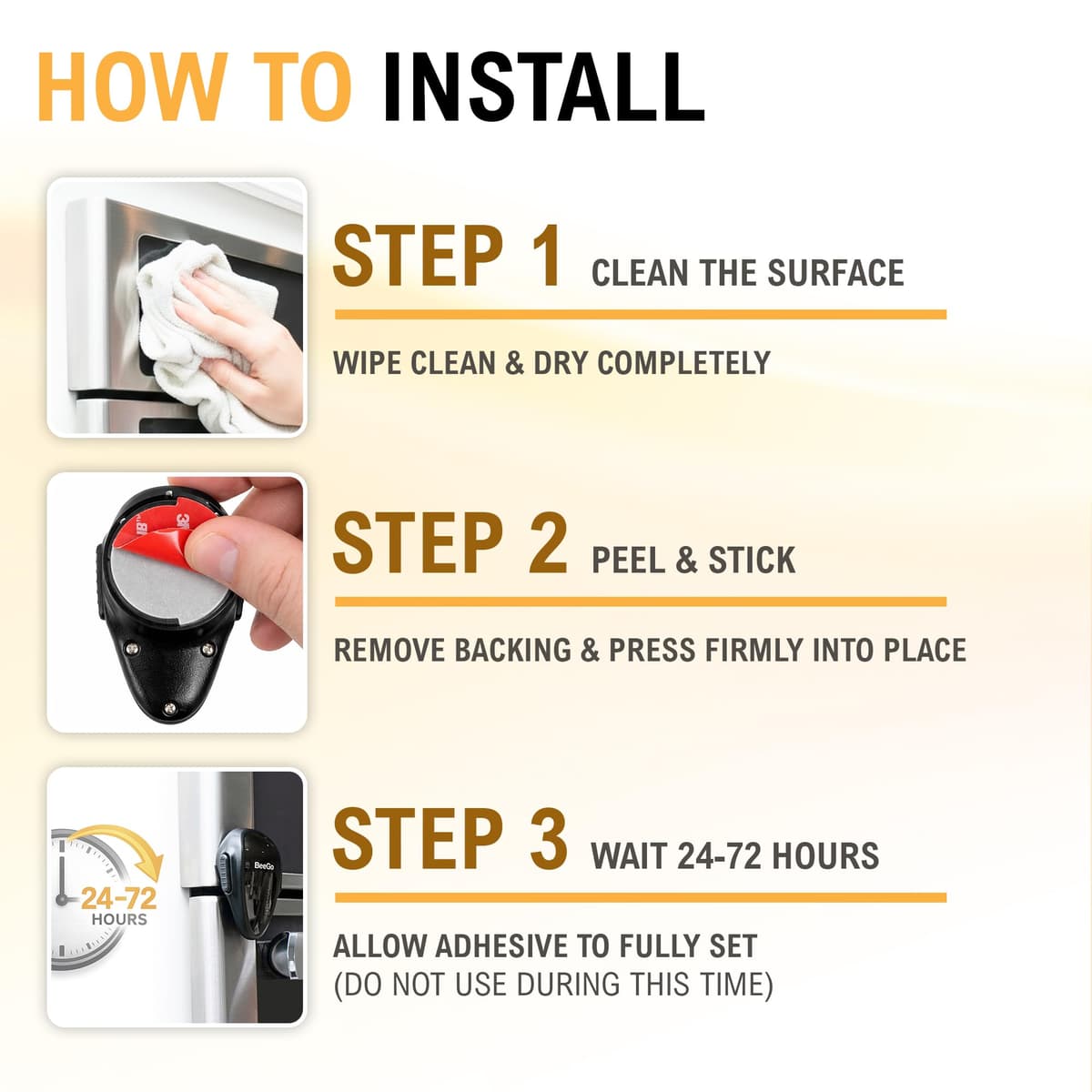 BeeGo® Oven Lock – Award-Winning Self-Adhesive Baby Proofing Child Safety Lock for Ovens, 1pc Black – Heat-Resistant, Easy to Install, No Tools Needed, Kitchen Safety Essential — view 7