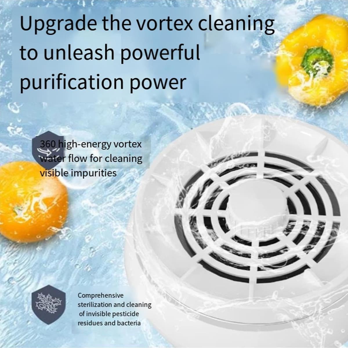 Fruit and Vegetable Washing Machine, Portable Fruits Food Purifier, Automatic Vegetable Fruit Cleaner Washer, Vortexs Technology to RemovePesticides, for Home Kitchen Cooking Use — view 4