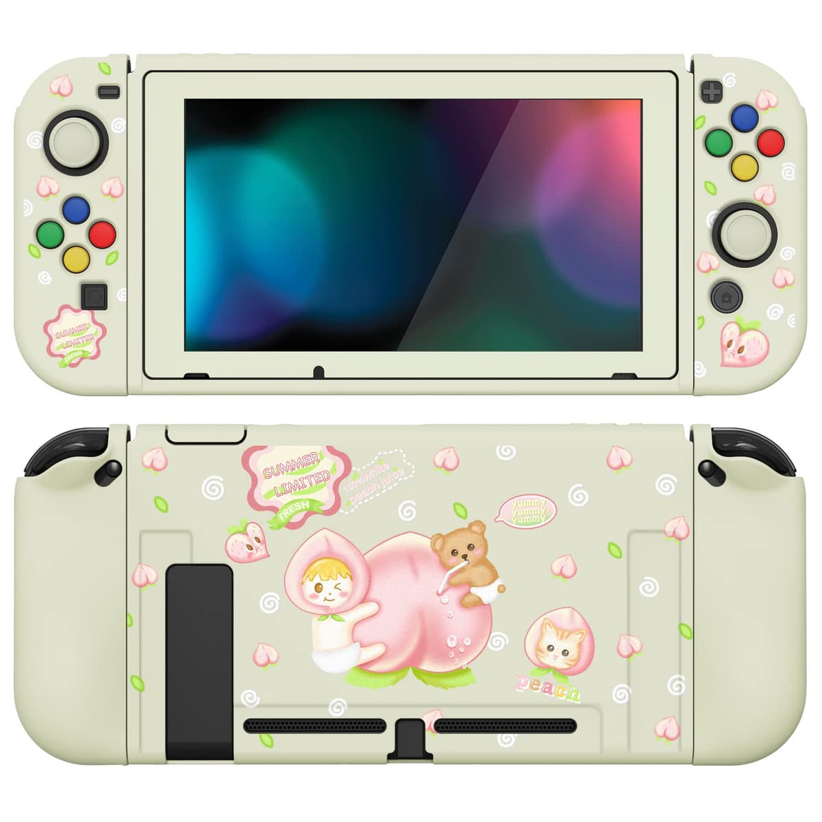playvital ZealProtect Soft Protective Case for Nintendo Switch, Flexible Cover Protector for Switch with Screen Protector & Thumb Grip Caps & ABXY Direction Button Caps - Cherry Bunny & Cherry Bear — view 40