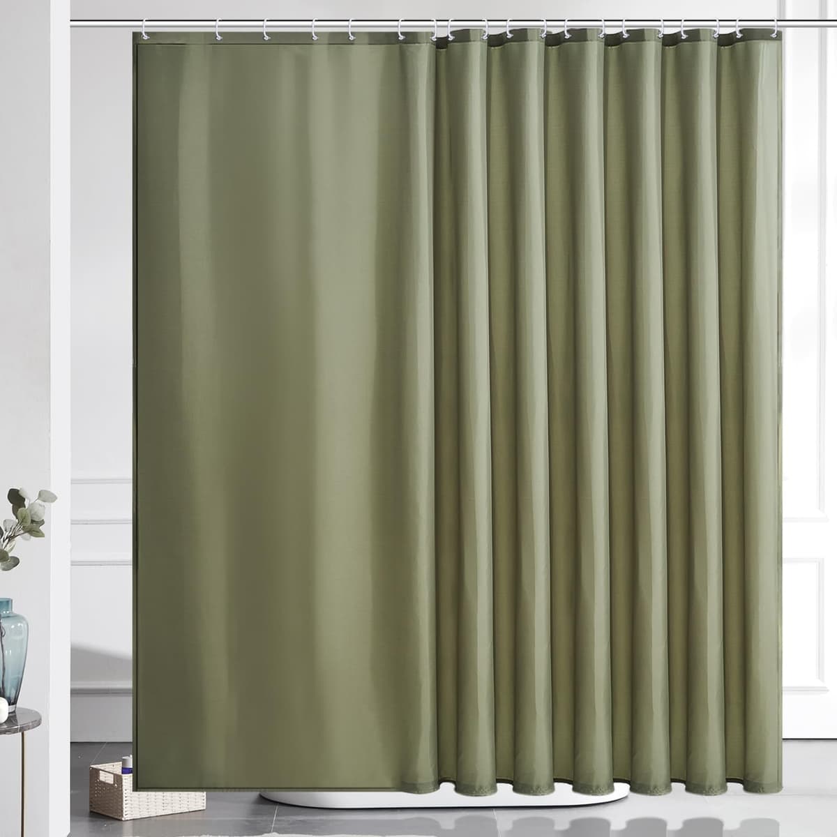 Furlinic Navy Shower Curtain Anti Mould Resistant Waterproof Bathroom Curtains Washable Polyester Fabric 90x180cm with Weight Tape for Bath Wet Room 35x72 Inch. — view 41