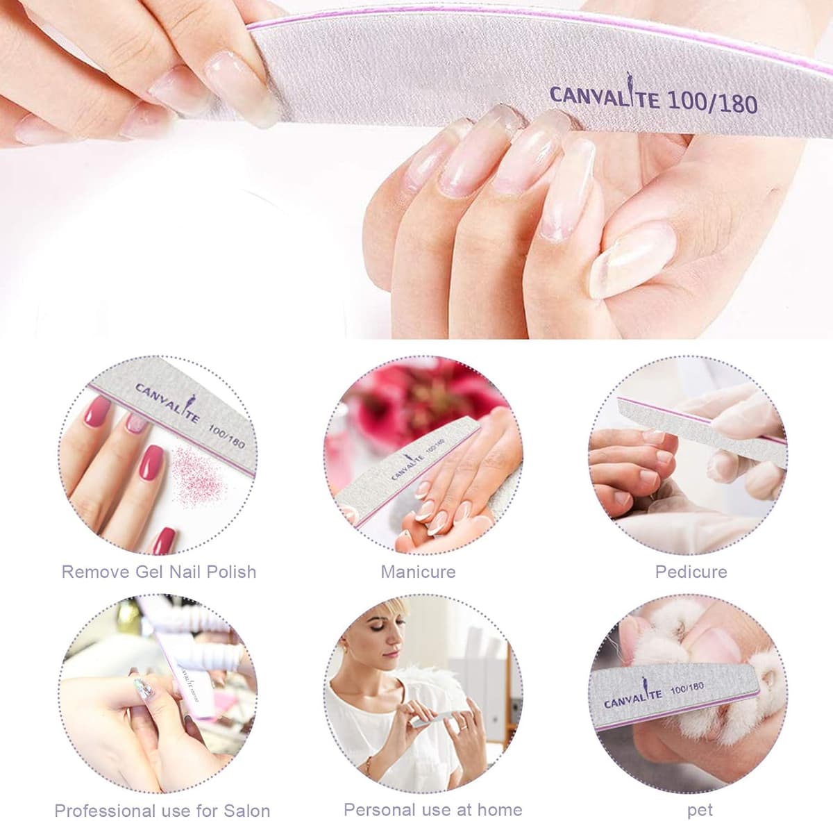 10 PCS Professional Nail Files Double Sided Emery Board(100/180 Grit) Nail Styling Tools Pet Grooming Tools for Home and Salon Use — view 4