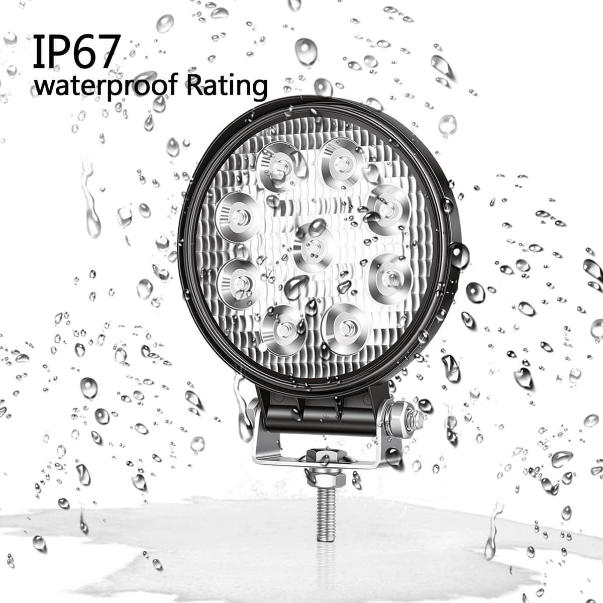 RIGIDON 2 Pcs Redondo Focos Led Tractor, 4 pulgadas 27W faros trabajo Spotlights Luz de Niebla 12V 24V 6000K IP67 impermeable para 4x4 Off Road Coche Camión Moto ATV UTV SUV 4WD Barco — view 4
