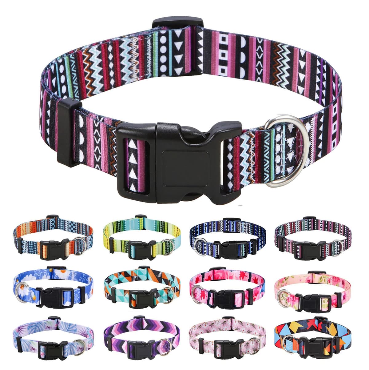 Mihqy Dog Collar for Small Dogs, Cute Small Medium Large Dog Pet Collar, with Floral Patterns, Soft Adjustable for Boy Girl Female Male Puppy Dog Collar(Floral Pink,S) — view 13