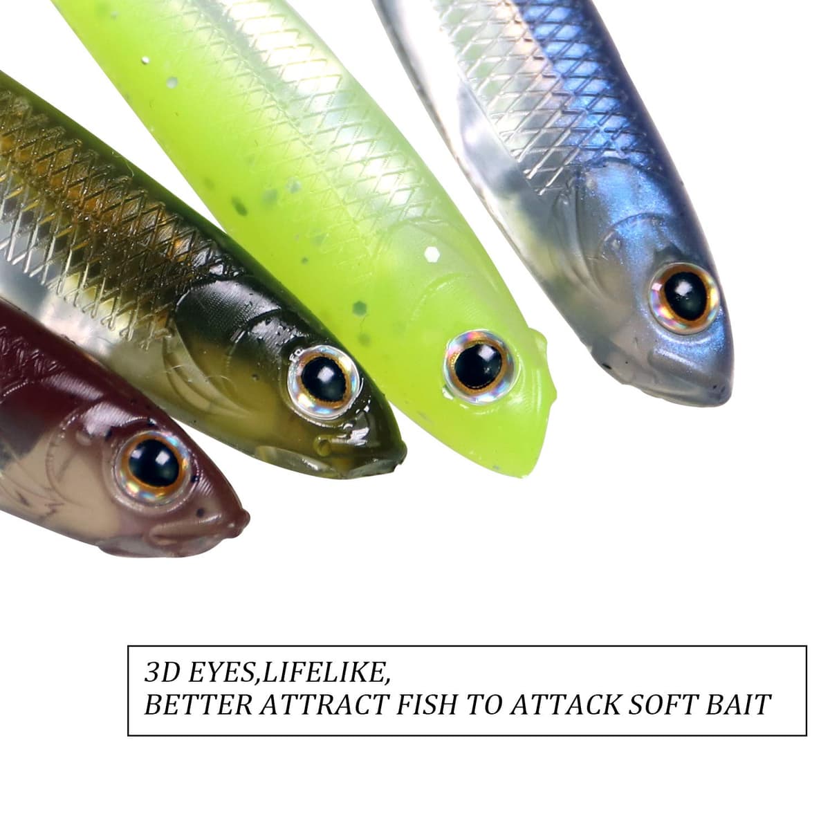 QualyQualy Señuelos de Vinilos de Pesca Spinning Mar Senuelo Black Bass Blandos senuelos de Pesca Cebos Artificiales de Pesca Pare Lucio Trucha 7cm 8cm 10cm 12,5cm — view 2