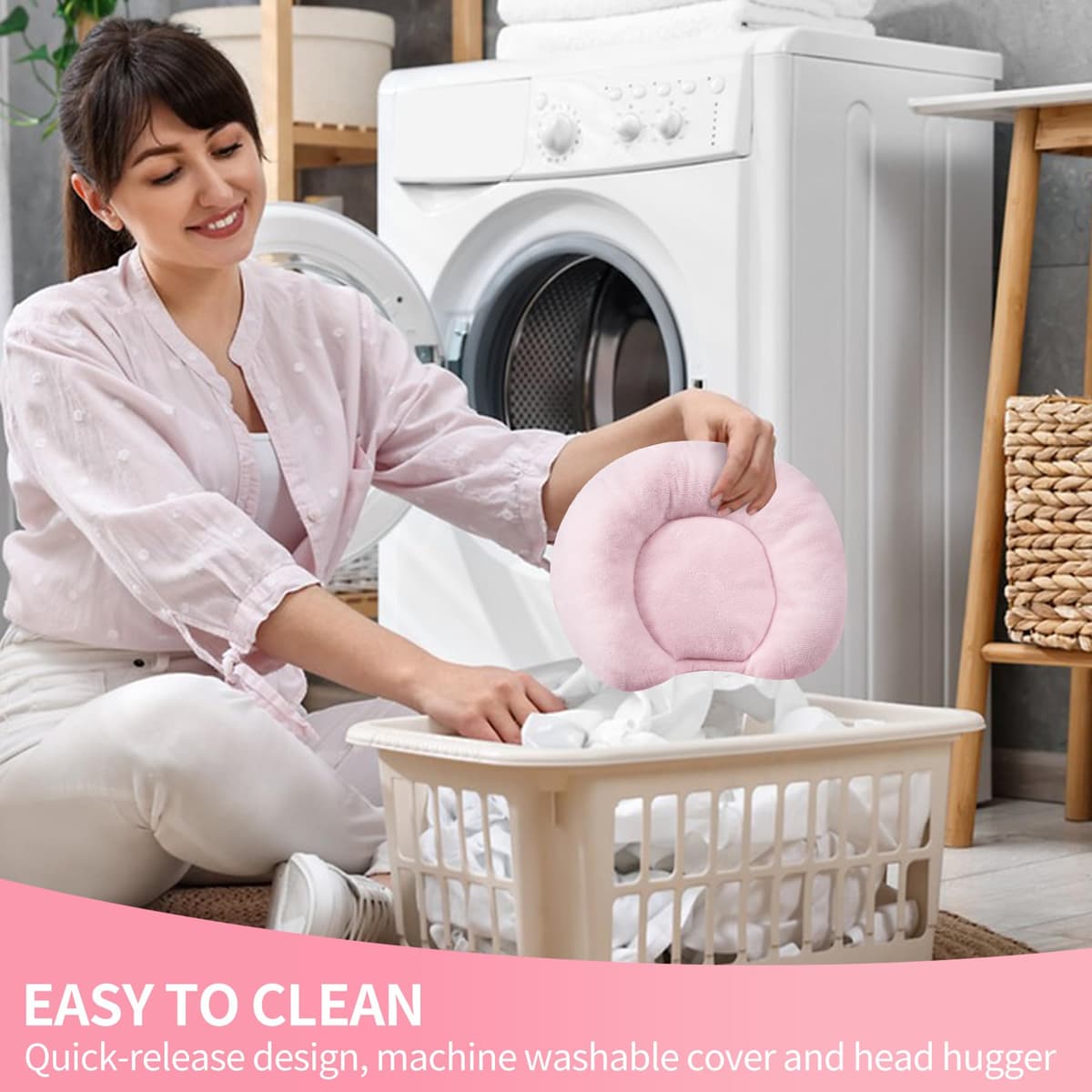 LADIDA Soft and Padded Baby Bouncer with Soothing Music and Vibration, Pretty Pink Rabbit Theme, Suitable for Newborns — view 3