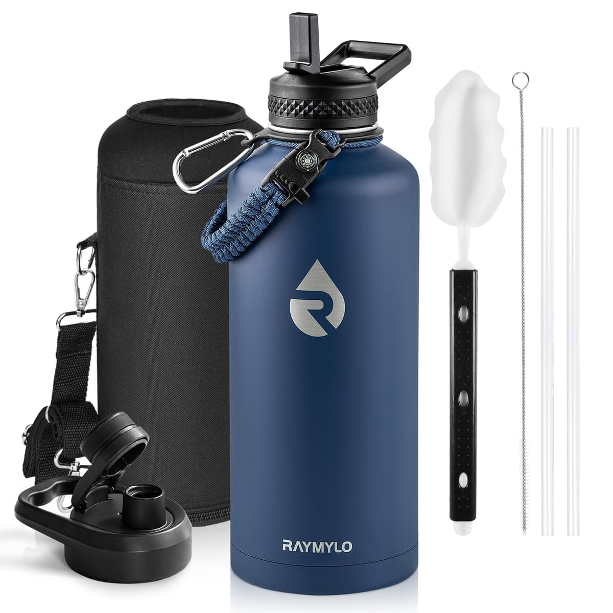 RAYMYLO One Gallon Water Bottle Insulated, Triple Walled Vacuum Stainless Steel (Cold for 48 Hrs), Leak Proof & Non-BPA, Large Water Flask Jug with Paracord Handle & Straw Spout Lids — view 71