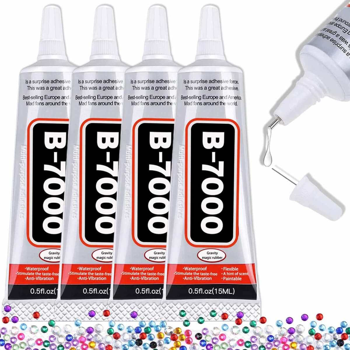 B-7000 Craft Glue for Jewelry Making - 15ml/0.5oz (2 Pack) - Multi-Function B-7000 Super Adhesive Glues Liquid Fusion Glue for Rhinestones Crafts, Clothes Shoes, Fabric, Jewelry Making, Cell Phones — view 12