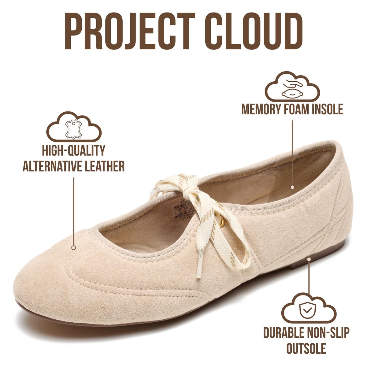 Project Cloud Fashion Mary Jane Shoes Women - Womens Ballet Flats with Memory Foam Insole - Lightweight & Non-Slip Ballet Flats Shoes for Women 2026 (Emilee) — view 2
