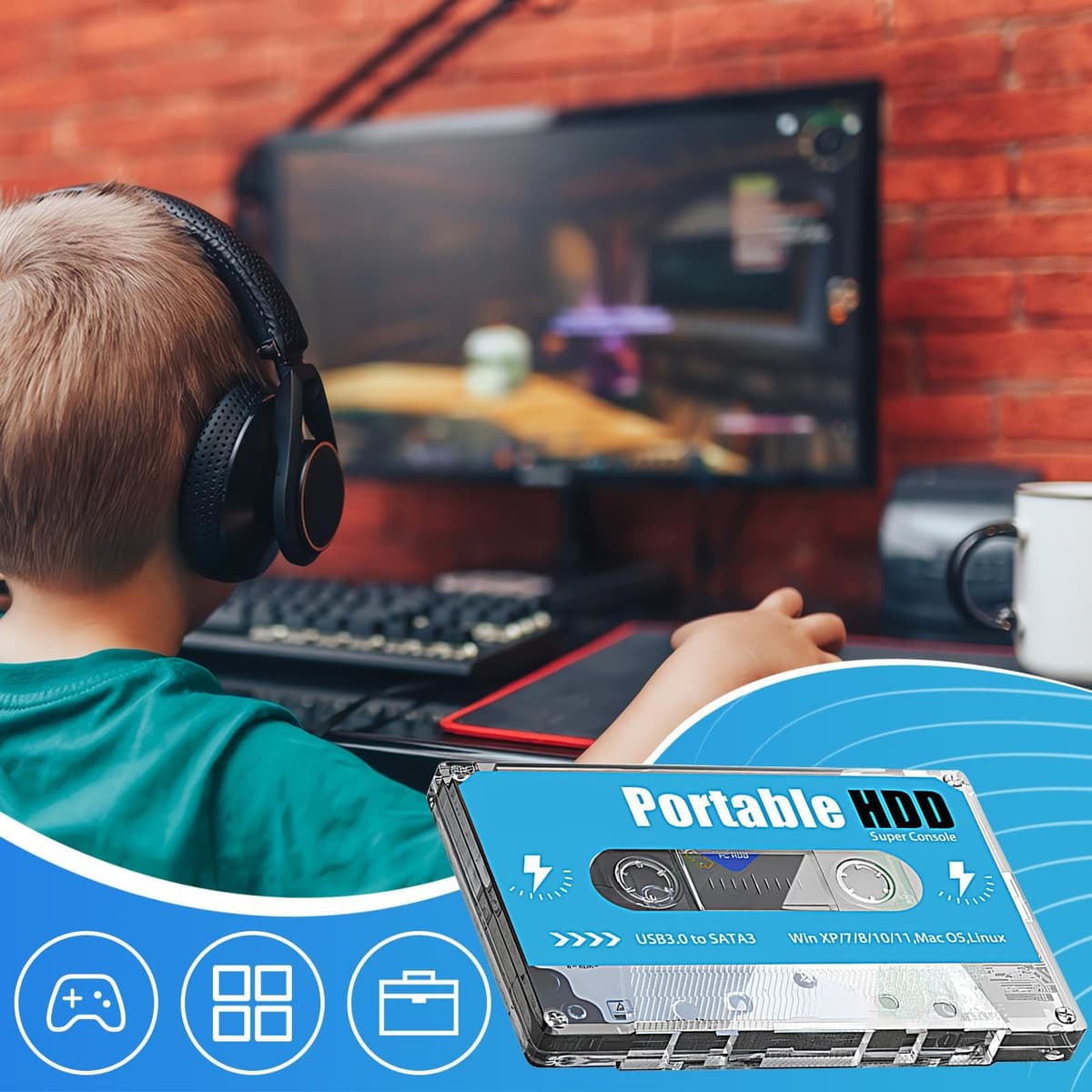 Pocket Super Console, Plug and Play Video Game Console, Built-in 60,000+ Games, 70 Classic Emulators, 4K High Definition Output, Compatible with TV/Computer/Laptop, Uni, 1 Pack — view 3