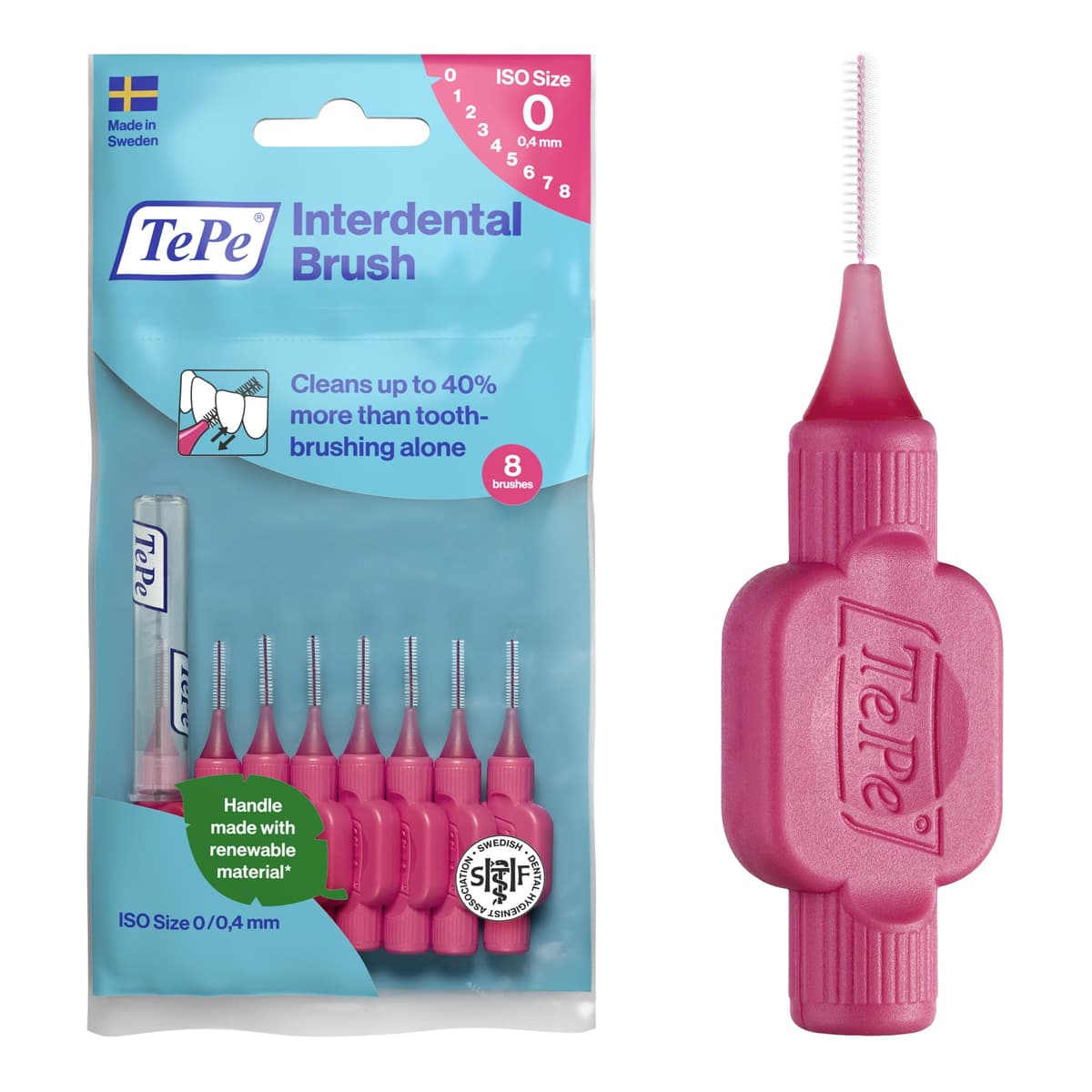 TePe Interdental Brush, Original, Yellow, 0.7mm/ISO 4, 8pcs, efficient Cleaning Between Teeth, Plaque Remover and Dental flosser for Small Gaps — view 21