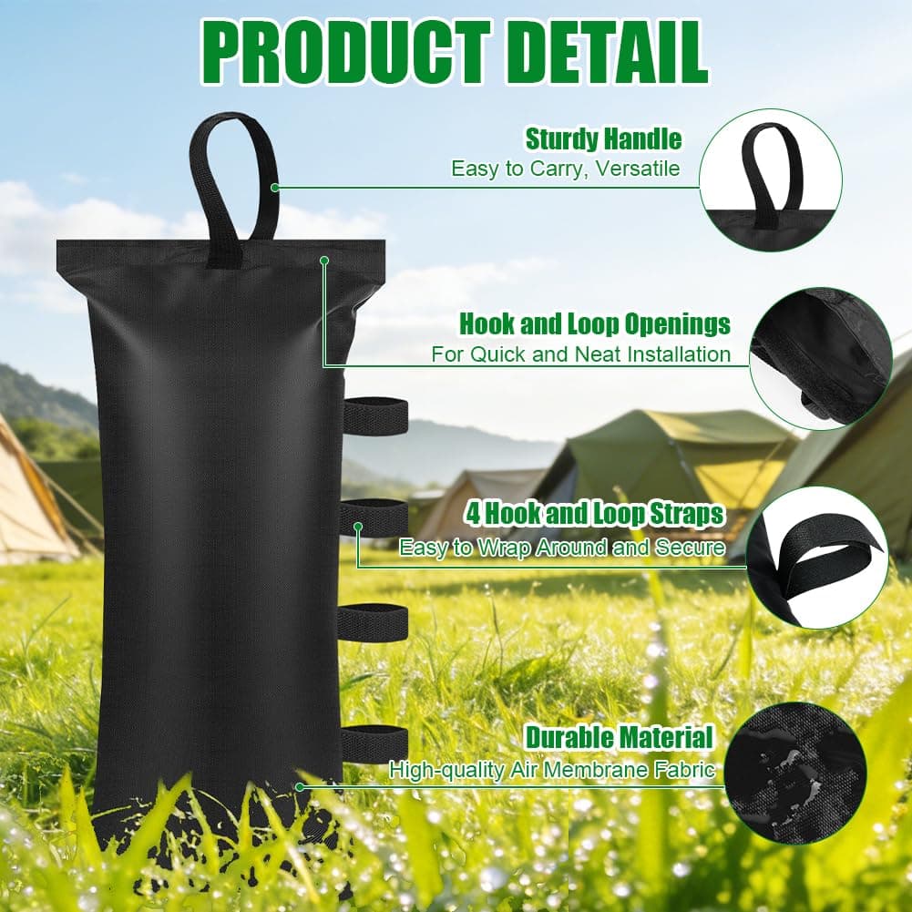 AOOSU Heavy Duty Sandbag, Gazebo Weights Sand Bags, Weight Bags Photo Studio Saddlebag with Handles, Design for Photography Stand Light Stand Tripod, Outdoor Patio, Sports 4pcs — view 3