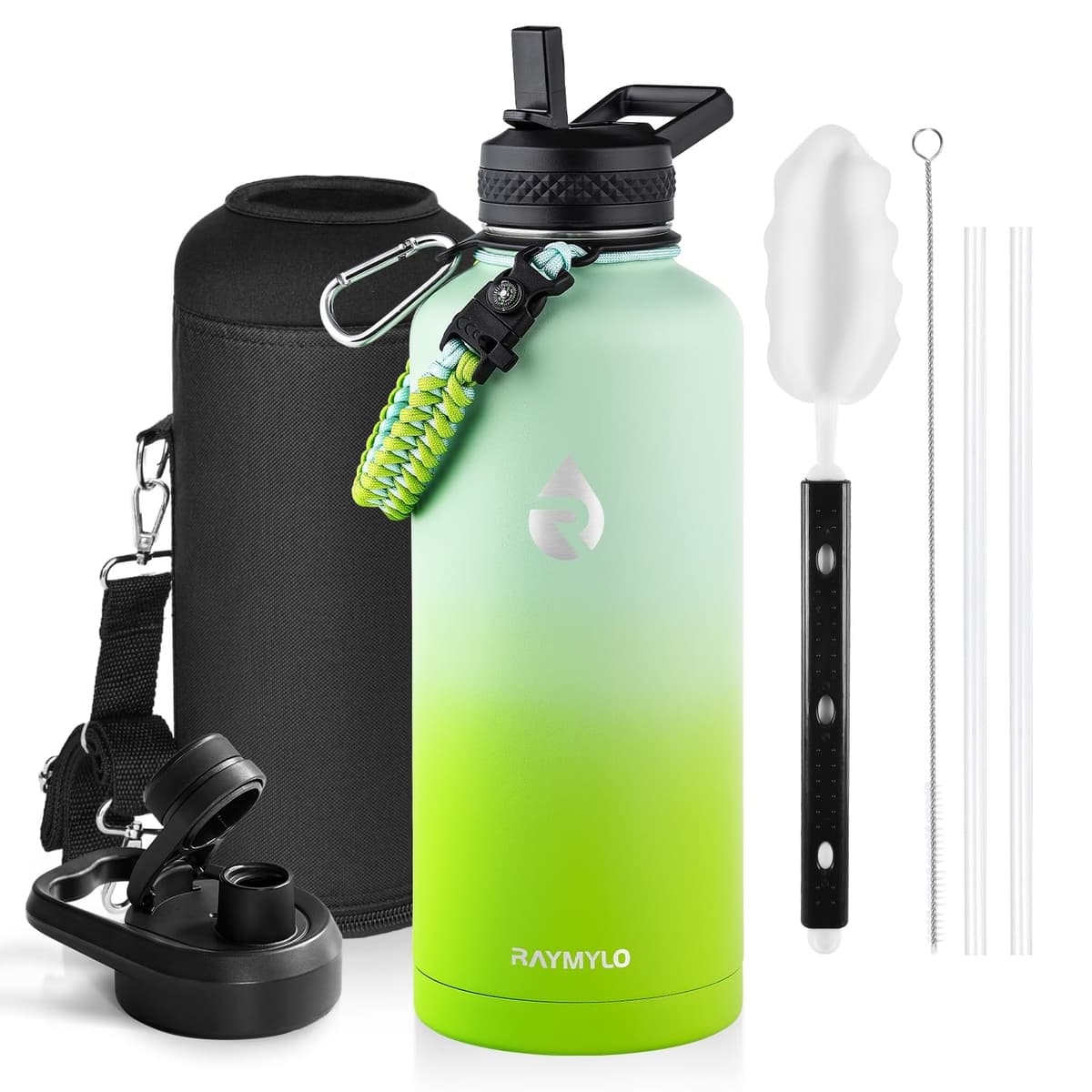 RAYMYLO One Gallon Water Bottle Insulated, Triple Walled Vacuum Stainless Steel (Cold for 48 Hrs), Leak Proof & Non-BPA, Large Water Flask Jug with Paracord Handle & Straw Spout Lids — view 9