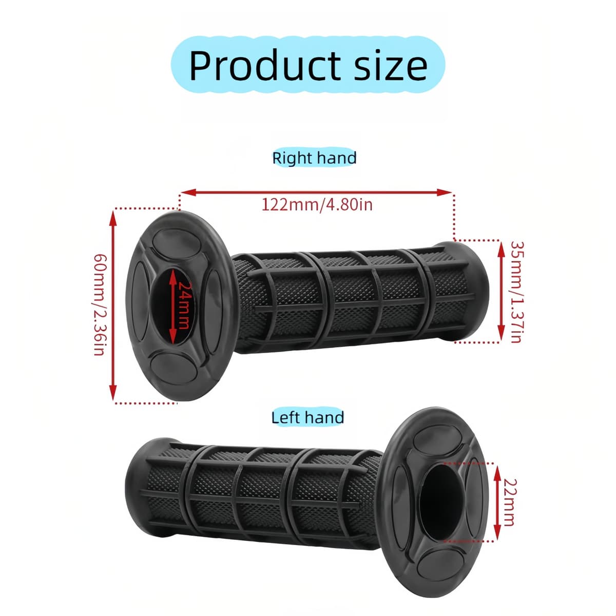 Professional Waffle Grip Motorcycle Handlebar Grips - Anti Vibration, Waterproof, Non Slip - Universal 7/8" Fit for Harley, Yamaha, Honda, Dirt & Street Bike,Vibrant Colors — view 4