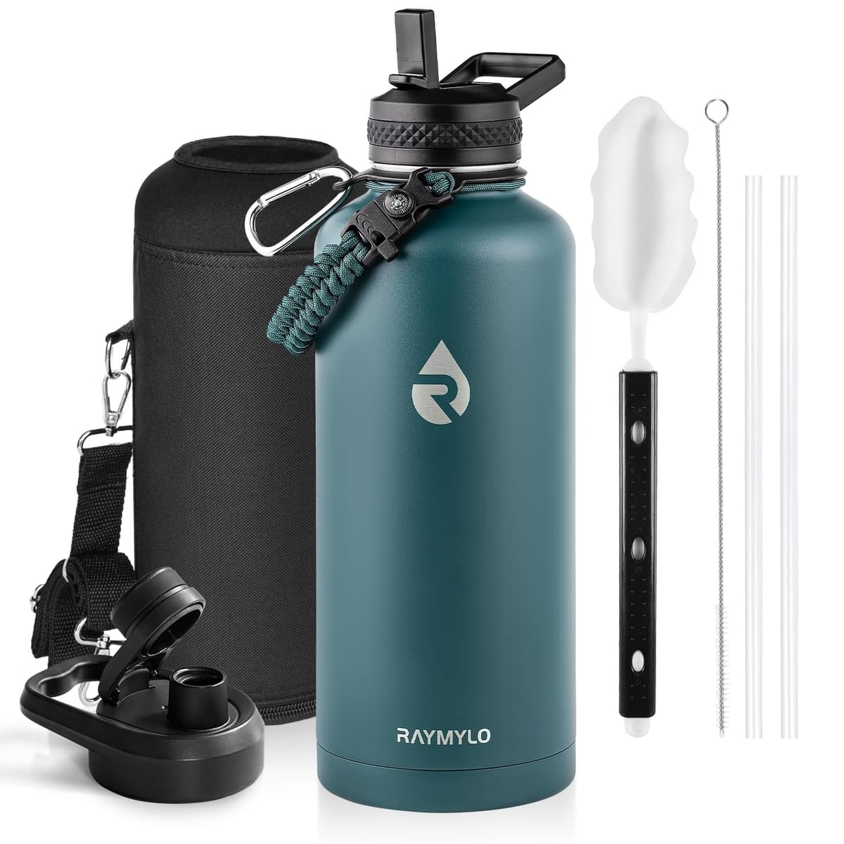 RAYMYLO One Gallon Water Bottle Insulated, Triple Walled Vacuum Stainless Steel (Cold for 48 Hrs), Leak Proof & Non-BPA, Large Water Flask Jug with Paracord Handle & Straw Spout Lids — view 44
