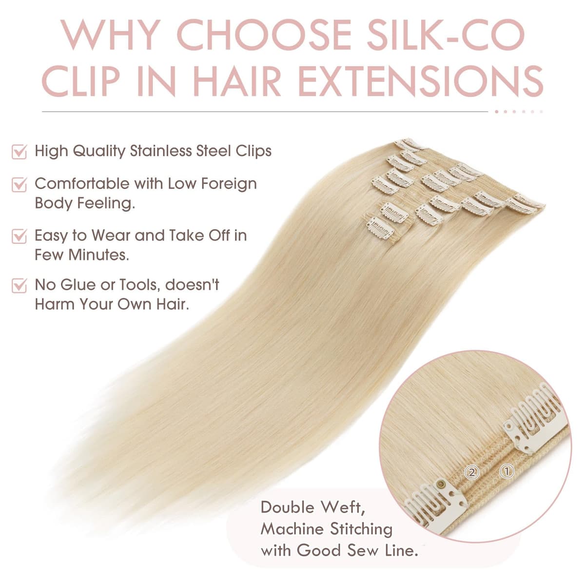 Silk-co 10inch Hair Extensions Clip in Hair Extension Human Hair #04 Medium Brown -Basic Thickness-Thin Weft- 8 Pieces Real Remy Straight Hair Extensions[50g] — view 244