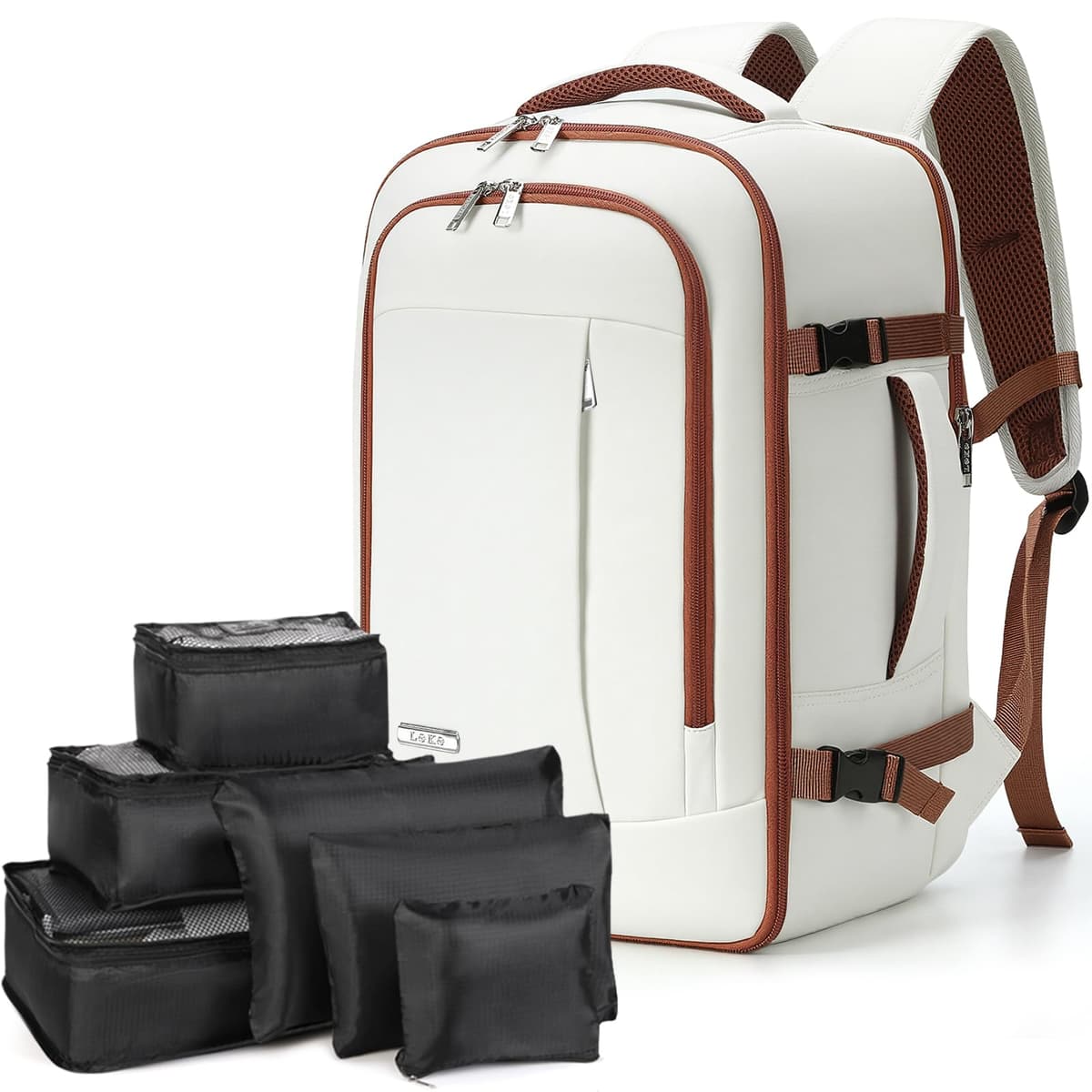 Lekespring Mochila de Viaje para Cabina de Avión 40x20x25 (20L), con Compartimento Húmedo y 6 Bolsas Organizadoras - Negocios y Escuela - Negro — view 11