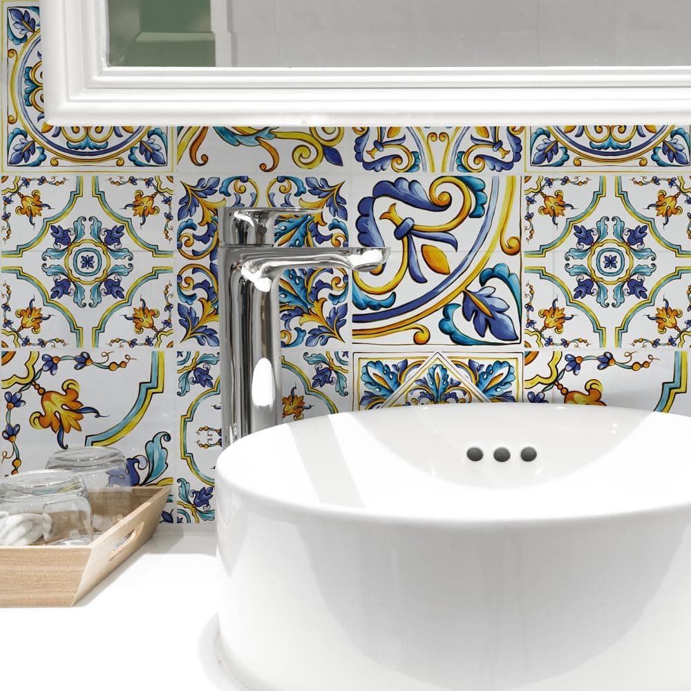 RE-COVERTILES - Pegatinas Azulejos Cocina y Baño Stickers de PVC Impermeables Antiarañazos Decoración de Pared Baldosas Peel and Stick - Modelo 24 Pzas 10x10 cm PS00179 Made in Italy — view 43