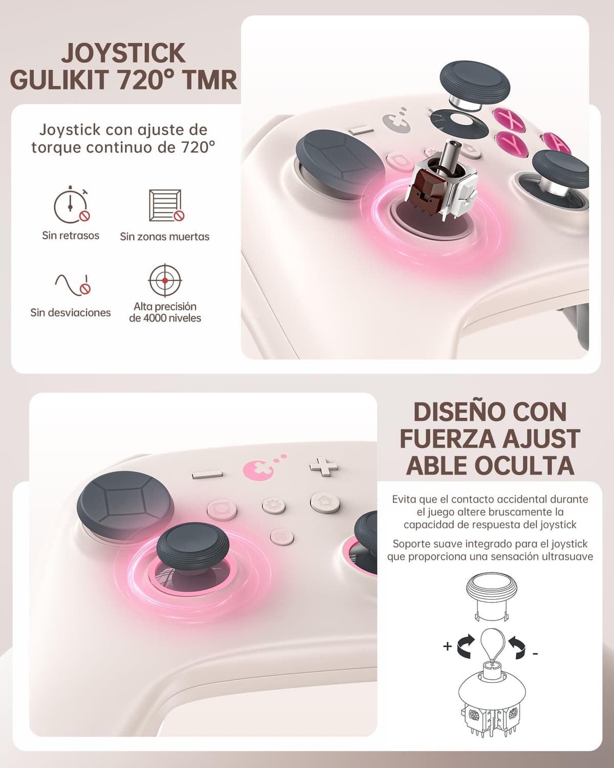 GuliKit TT Mando Inalámbrico para PC, Android, iOS, Switch 1/2, Joystick TMR, con Batería de 950 mAh, Función de Activación (Retro, TT PRO) — view 3