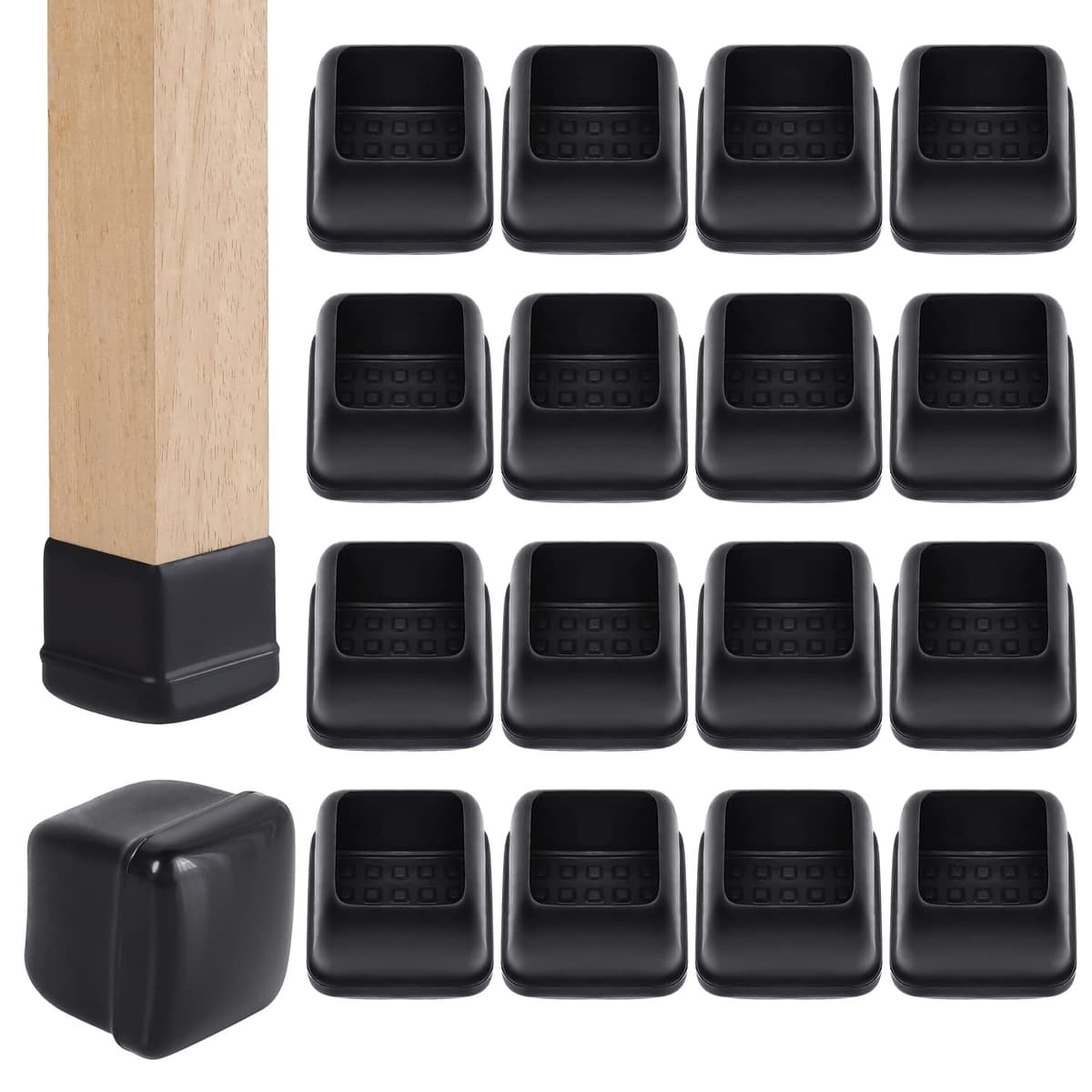 Ezprotekt Protectores de Suelo Transparentes para Patas de Silla 20-28mm, 16 Tapones de Silicona con Fieltro Envuelto, Fundas de Silicona Redondo — view 23