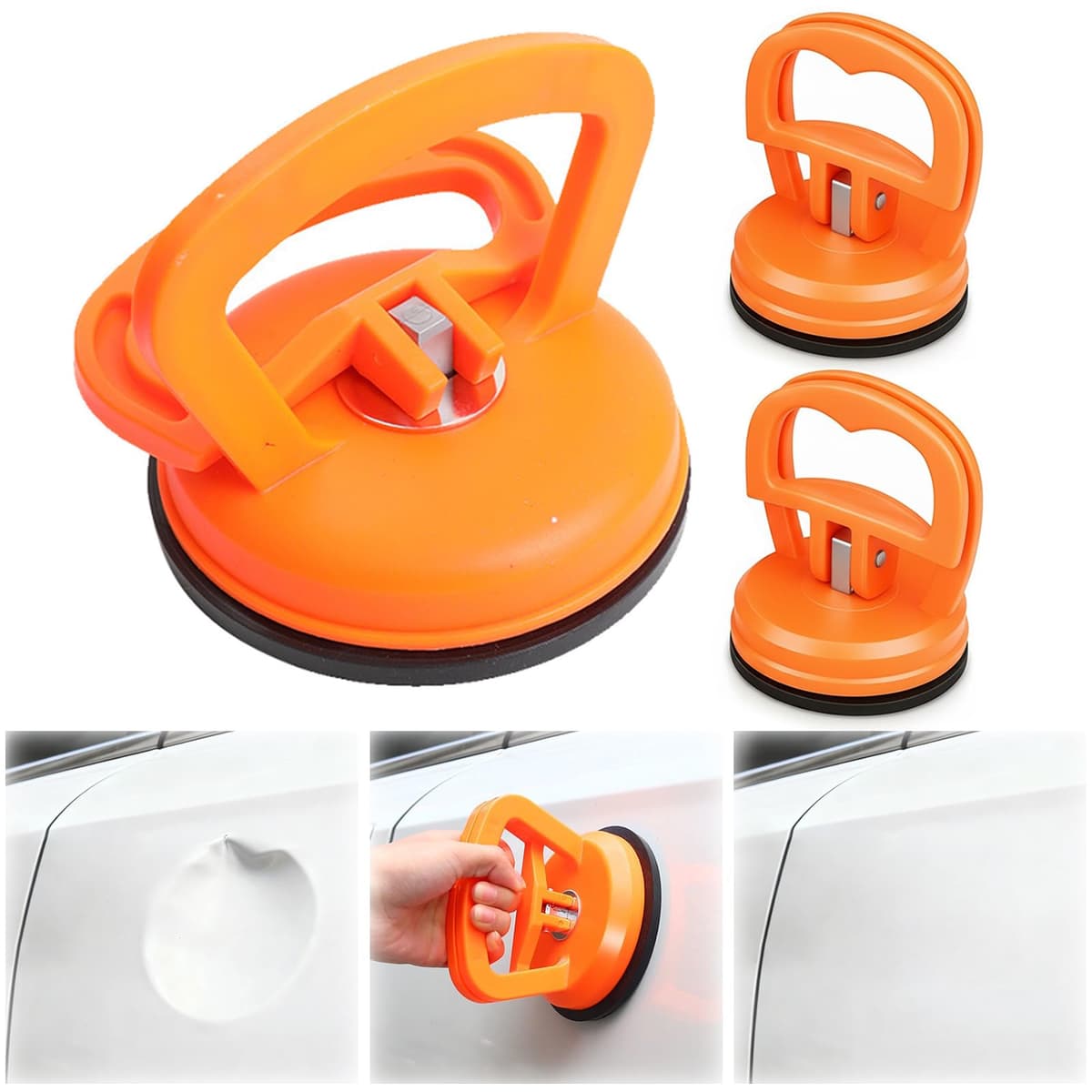 3-Pack Heavy-Duty Dent Puller Kit with Strong Suction Cups | Paintless Car Dent Repair Tool for Auto Body, Glass & Tile Lifting | Universal Dent Removal for Smooth Surfaces & Moving Heavy Objects