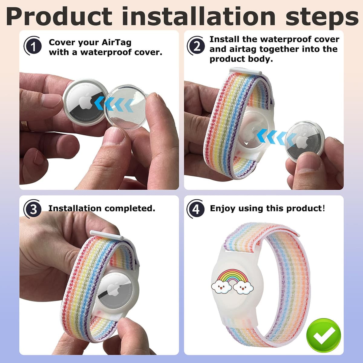 Airtag Pulsera niño, Funda Airtag Llavero Case Holder, Correa protección niños, localizador GPS Pulsera para niño Anti-arañazos — view 5