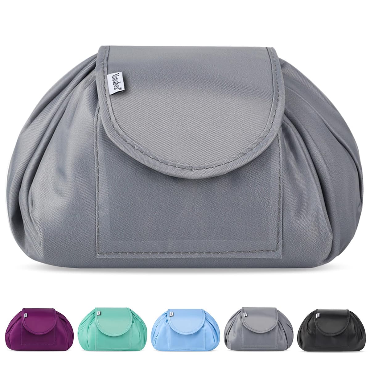 Lazy Drawstring Makeup Bags, Large Capacity Waterproof Travel Portable Cosmetic Bag Pouch Makeup Pouch Storage Organiser for Women Girl (Flamingo) — view 30